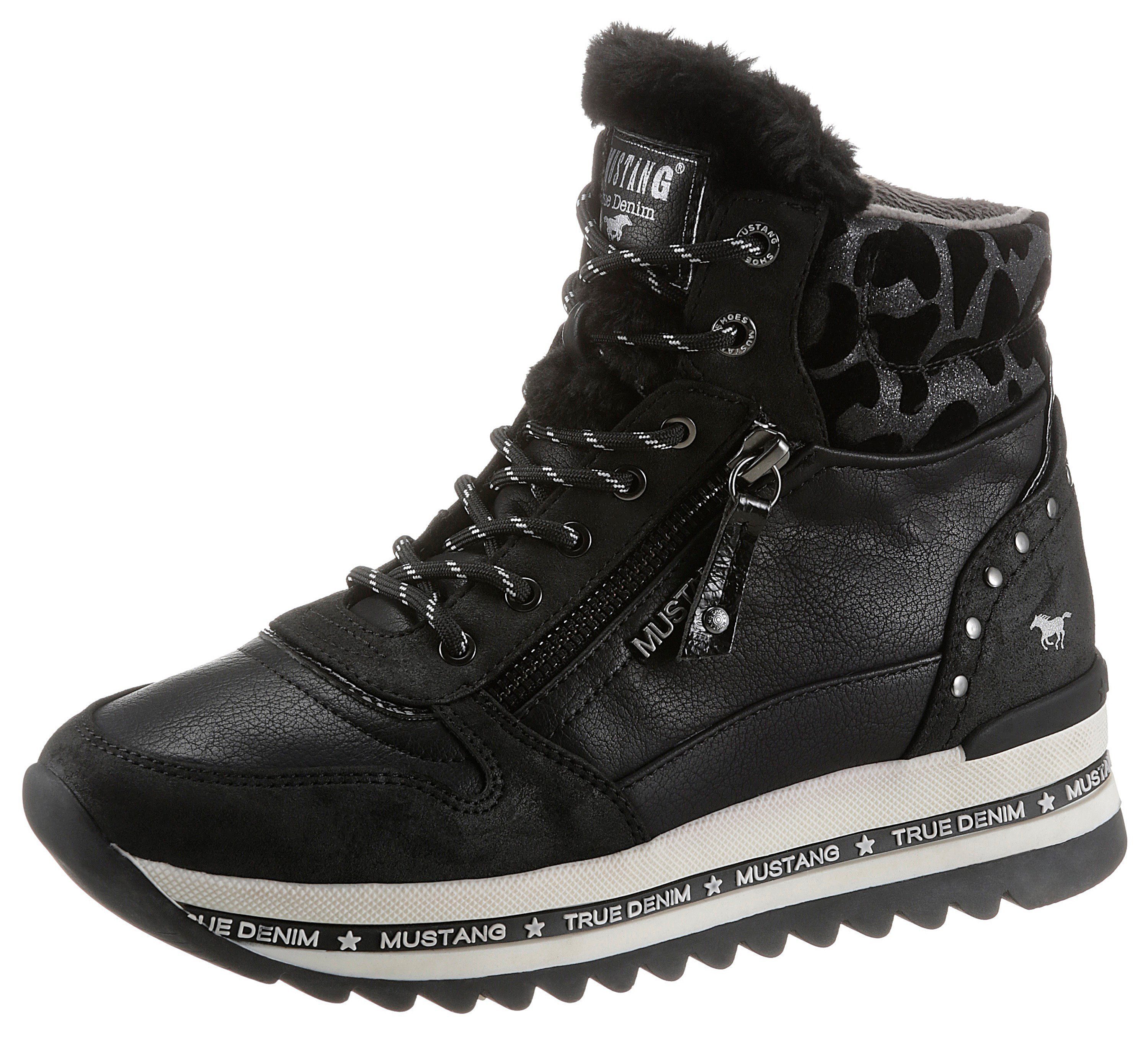 Shoes Plateau schwarz mit Mustang cm Schnürboots 3,5