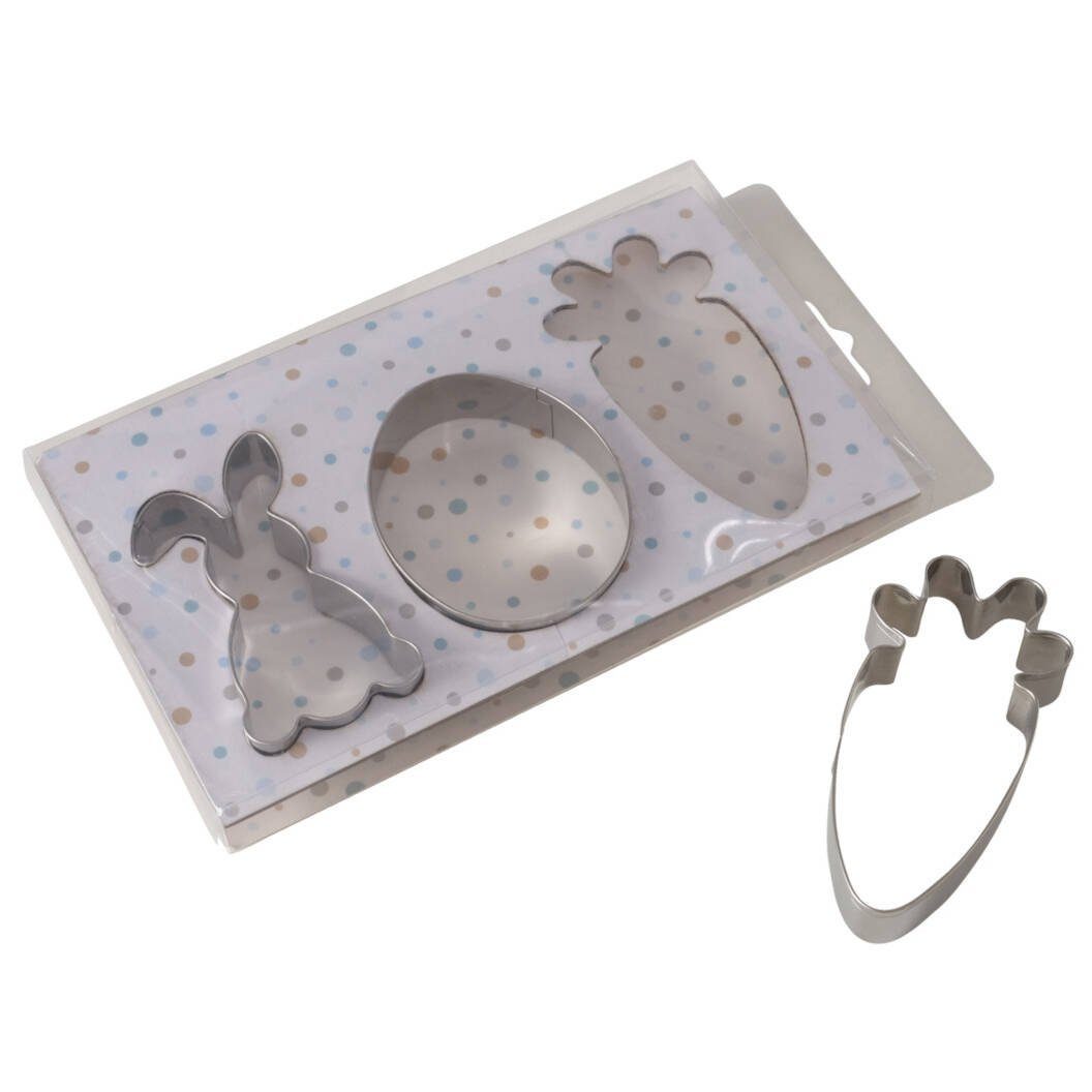 BOLTZE GRUPPE GmbH Ausstechform Osterplätzchenformen: Hase, Ei, Karotte, 3er-Set, Edelstahl, (3er-Set), Hase, Ei, Karotte