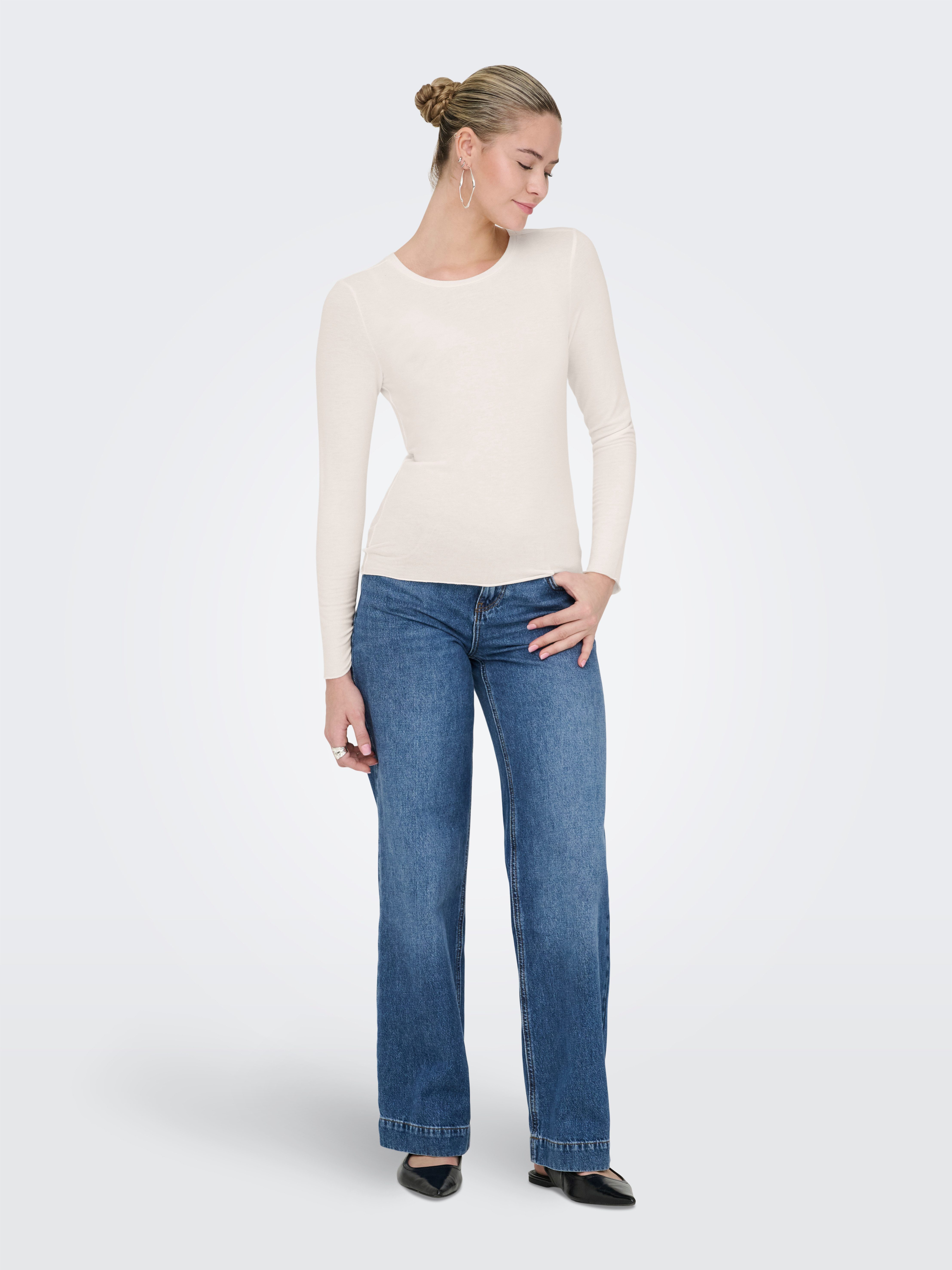ONLY Langarmshirt ONLVIRRO O NECK L/S TOP BOX JRS Materialmix, regular fit