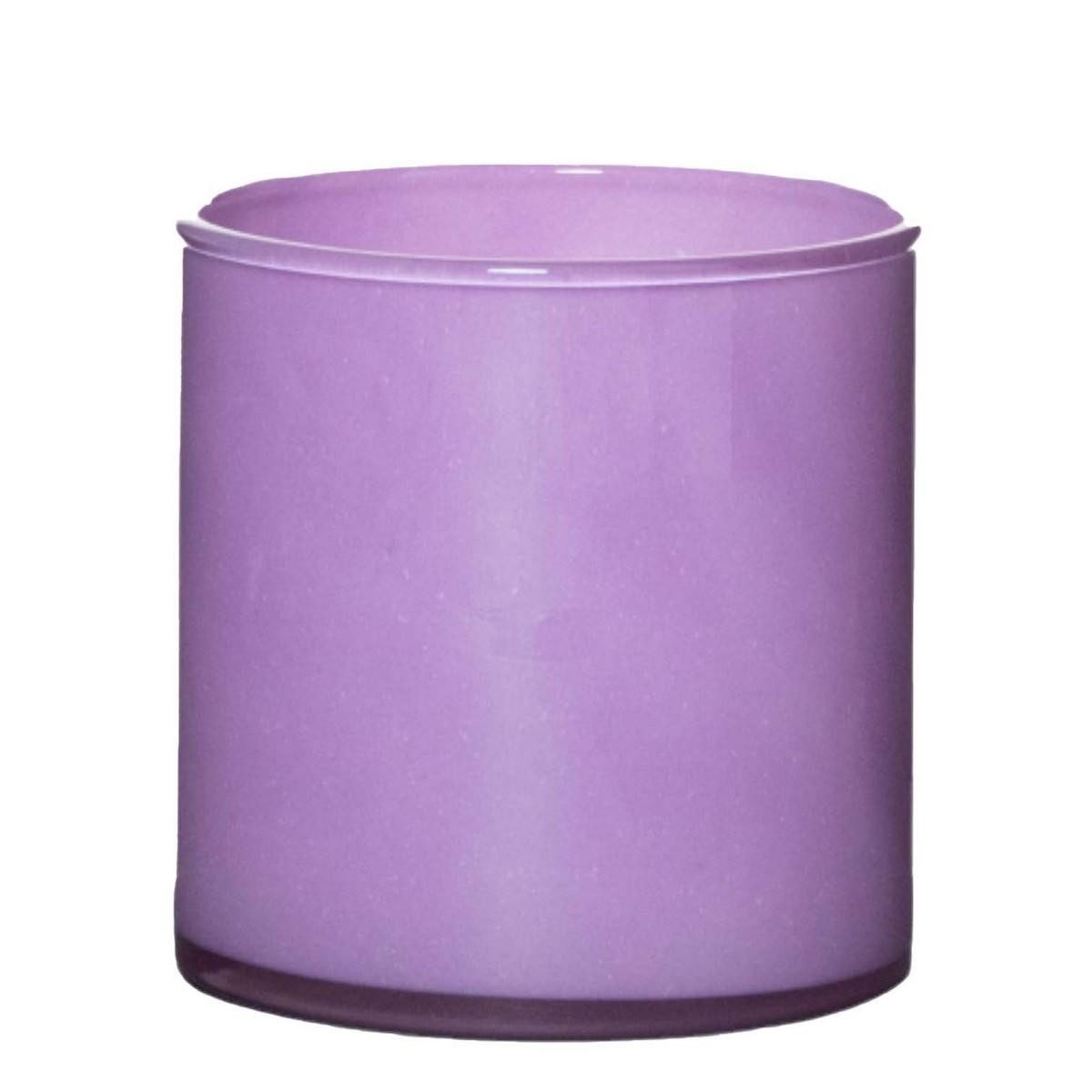 INNA-Glas Kerzenhalter Teelicht Glas Zylinder SANYA EARTH, lavendel, 12cm, Ø12cm