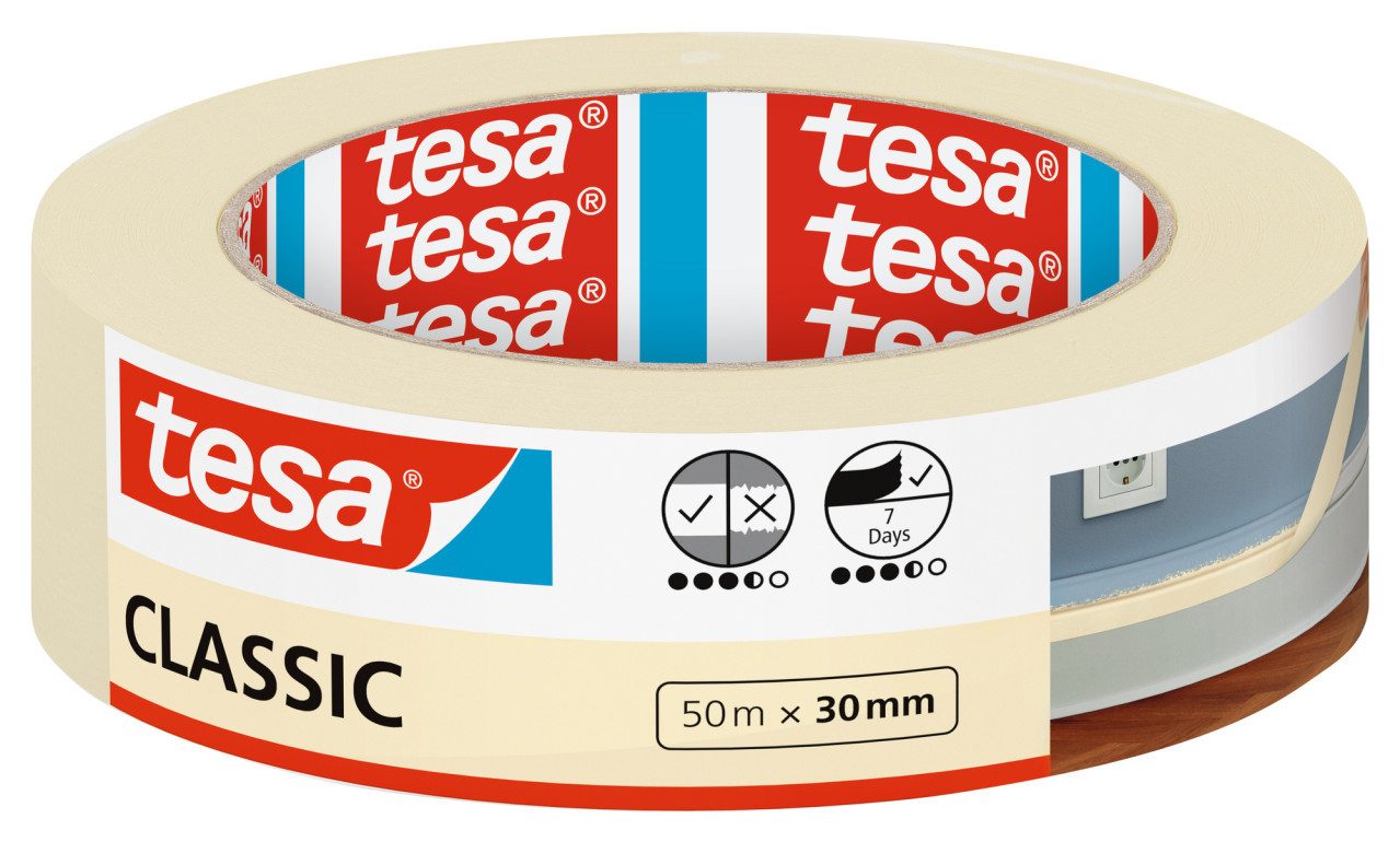 tesa Kreppband tesa Malerband Classic 50 m x 30 mm, weiß