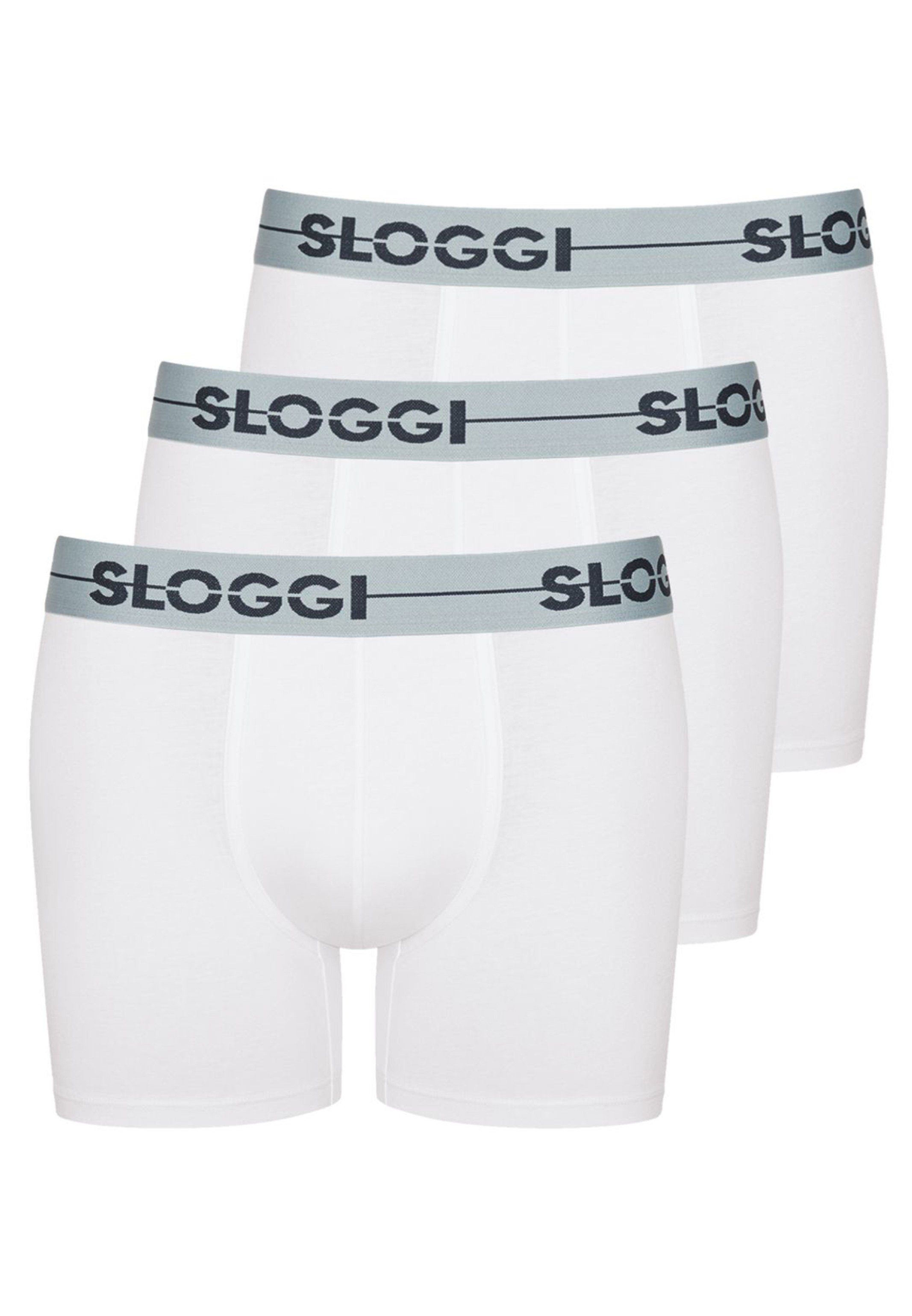 Sloggi Retro Boxer 3er Pack Go (Spar-Set, 3-St) Long Short / Pant - Baumwolle - Ohne Eingriff - Perfekter Sitz Weiß