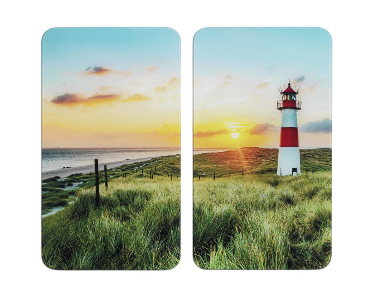 Maximex Herd-Abdeckplatte Herdabdeckplatten LIGHTHOUSE, Glas, 2er-Set, Glas, (2er-set, bestehend aus 2 Herdabdeckplatten)