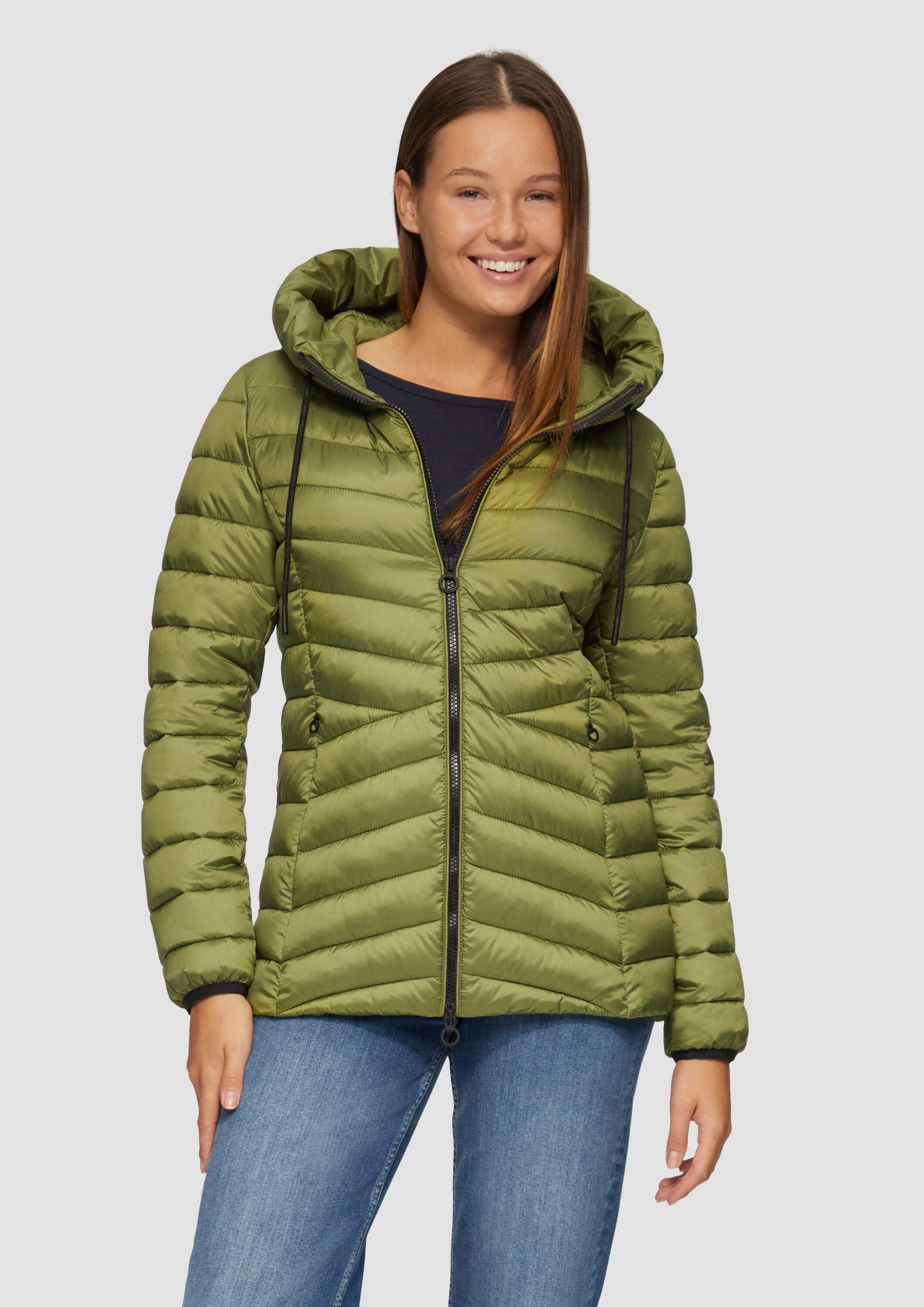 s.Oliver Winterjacke Outdoor-Jacke Leichte Steppjacke mit Logo-Kapuze