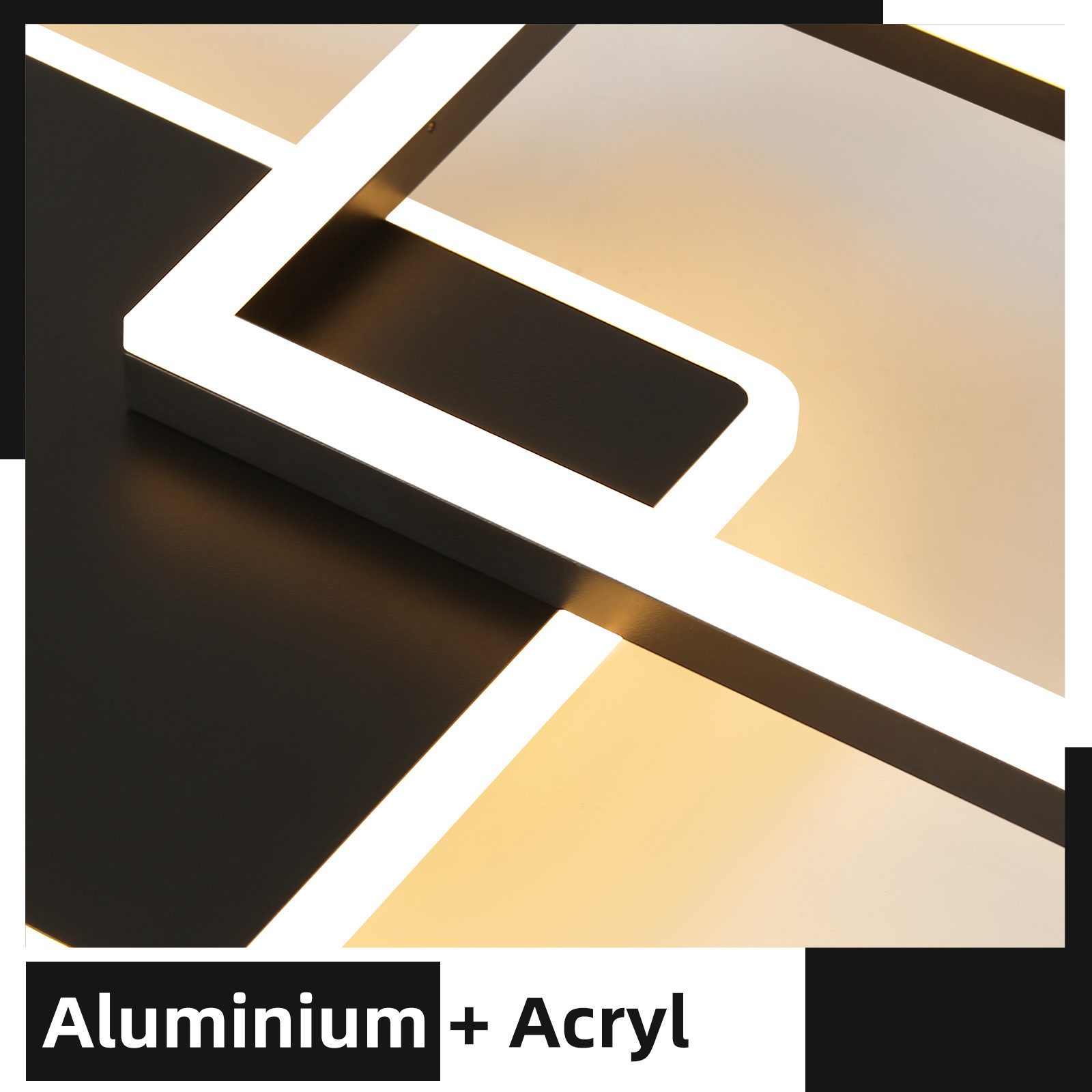 ZMH Deckenleuchten Modernes Rautendesign mit Rahmen 48W/63W Schlafzimmer Dimmbar, LED fest integriert, CCT,Memory-Funktion,3000–6500K – Bild 4 von 5