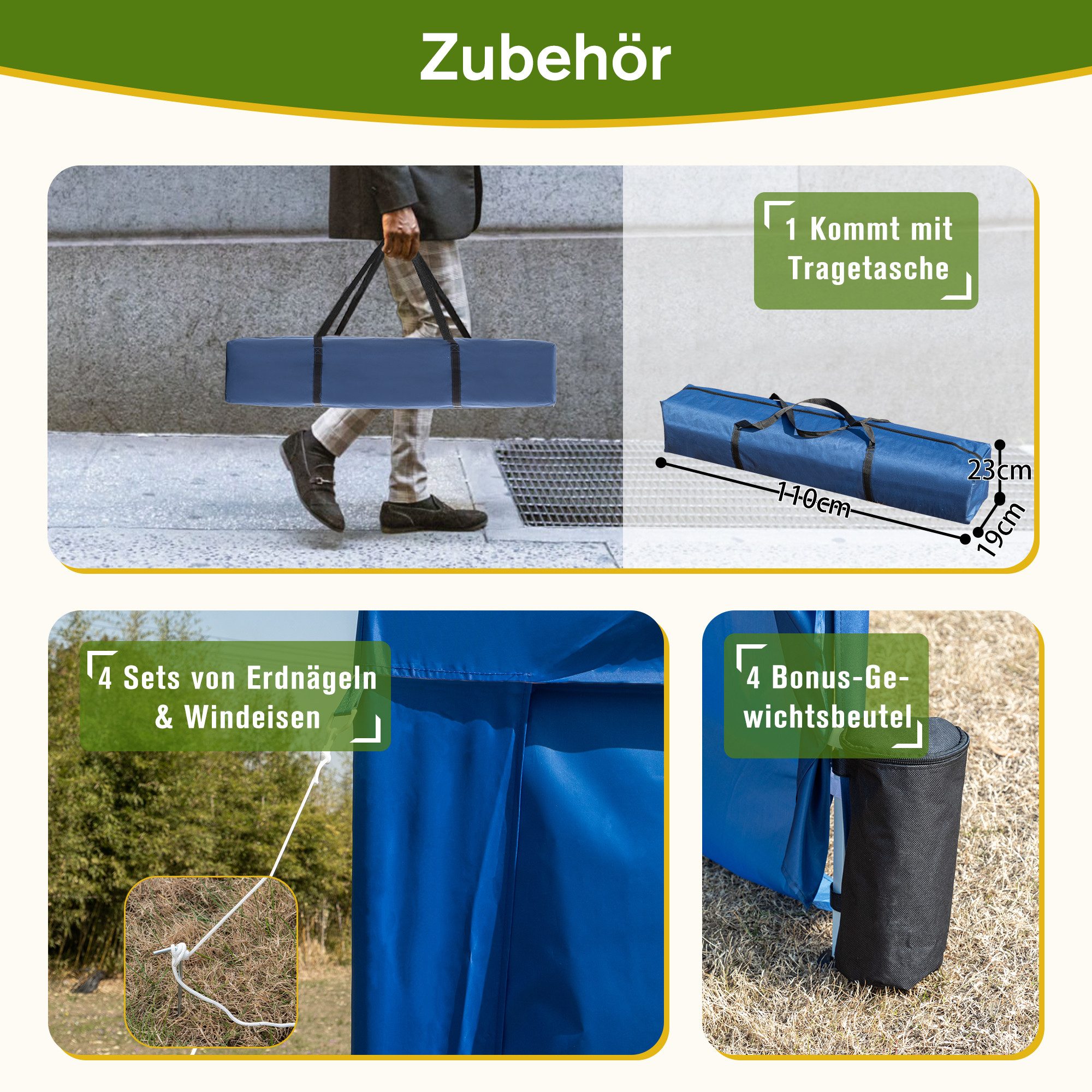 Thanaddo Faltpavillon Faltpavillon 3x3m m. 4 Seitenwänden, höhenverstellbar, wasserdicht