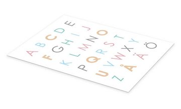 Posterlounge Poster Typobox, Schwedisches Alphabet Bunt, Kindergarten Skandinavisch Illustration