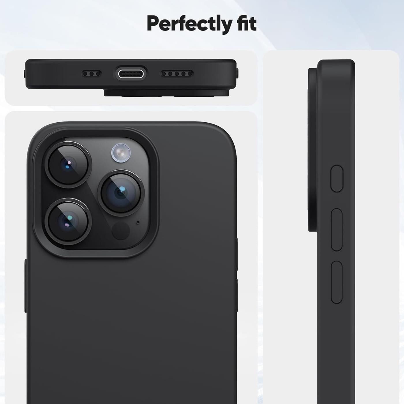 CoolGadget Handyhülle Handy Schutzhülle für Apple iPhone 16 Pro matt schwarz 6,3 Zoll, Silikon TPU Hülle Schutz Tasche Cover schlicht Slim Case – Bild 5 von 5