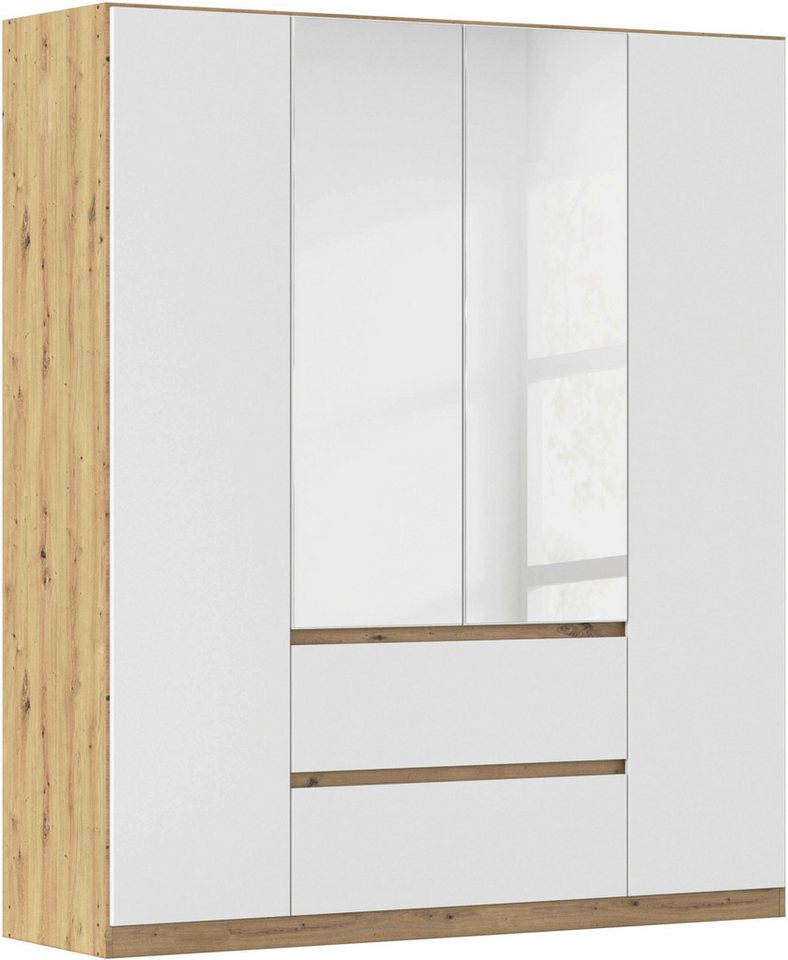 rauch Drehtürenschrank Schrank Garderobe MAINZ Breiten 91/136/181/226/271/315/360, Höhe 210cm (3 verschiedene Ausstattungen BASIC/CLASSIC/PREMIUM (inkl. SOFT-CLOSE) grifflose Front, Außentüren mit Push-to-Open Funktion MADE IN GERMANY