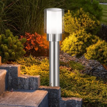 etc-shop LED Außen-Stehlampe, Leuchtmittel inklusive, Warmweiß, Farbwechsel, Sockelleuchte Außen Edelstahl Stehleuchte Gartenlampe