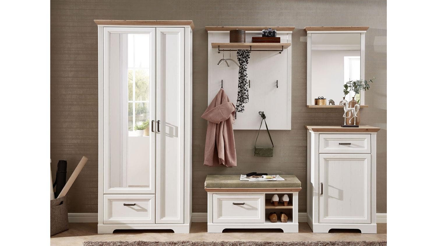 Innostyle Garderoben-Set Garderobenset 3 Jasmin Garderobe Pinie hell und Artisan Eiche 281x204