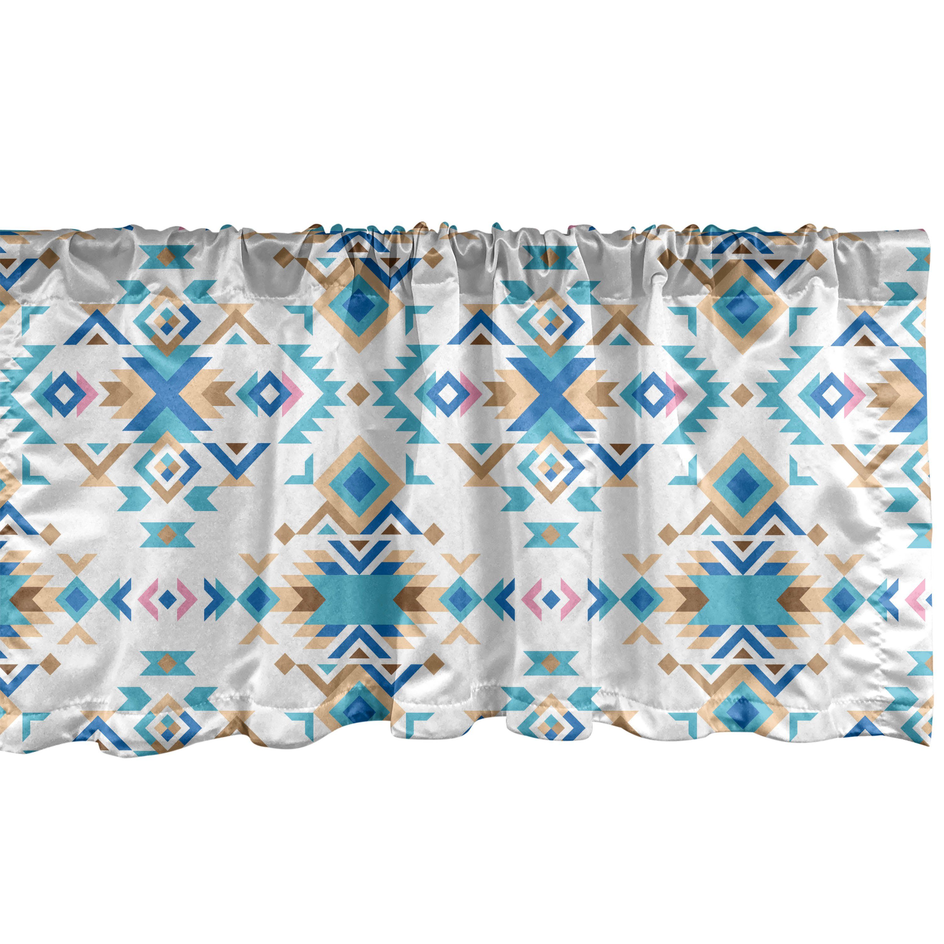 Scheibengardine Vorhang Volant für Küche Schlafzimmer Dekor mit Stangentasche, Abakuhaus, Microfaser, Geometrisch Tribal Inspired Shapes