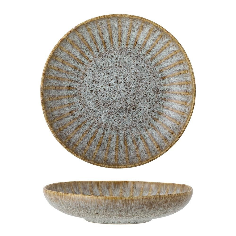 Bloomingville Pastateller Fleur Nudelteller, Natur Steingut 22x5cm tiefer Teller Speiseteller dänisches Design