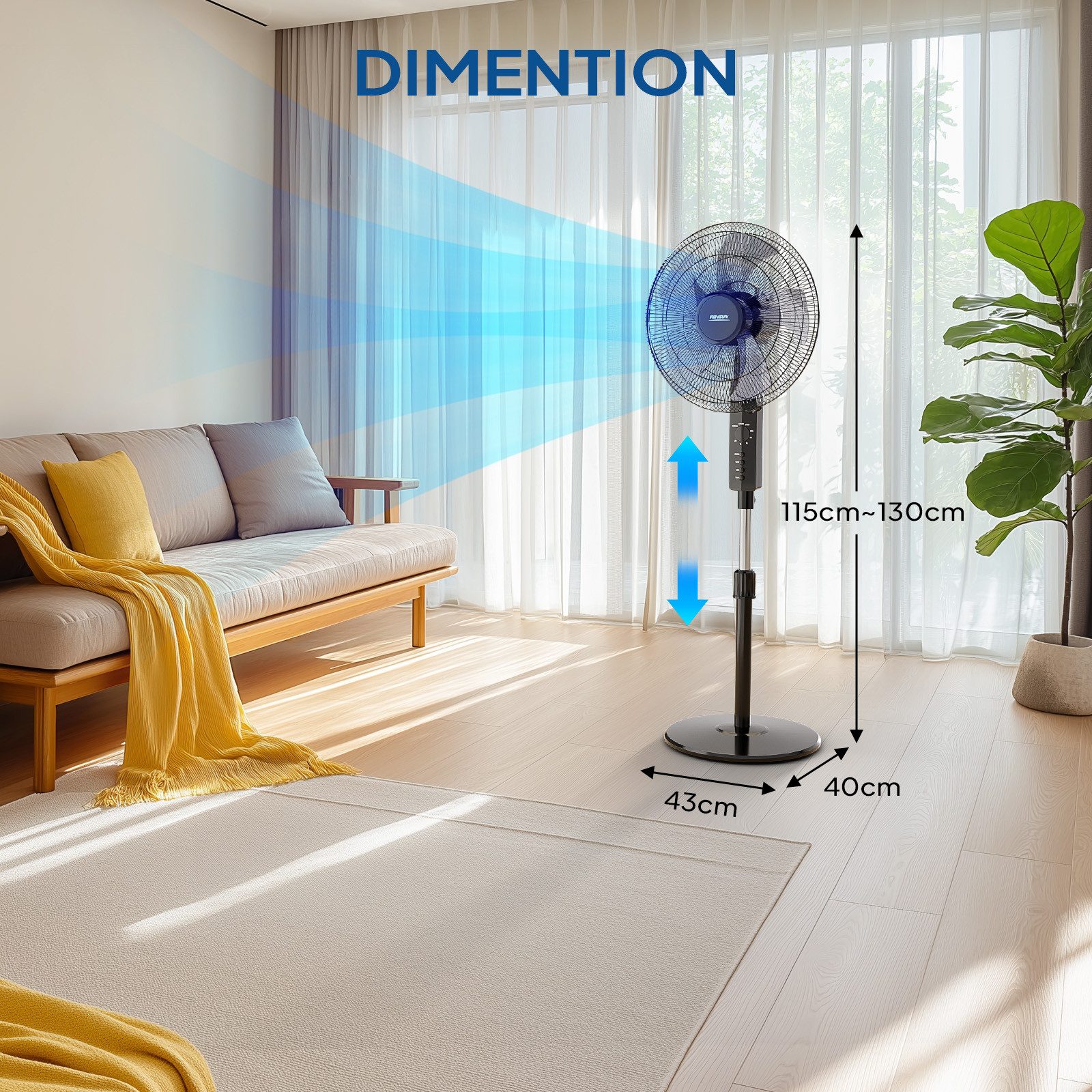 VINGLI Standventilator mit Fernbedienung, 7,5H-Timer 3 günstig online kaufen
