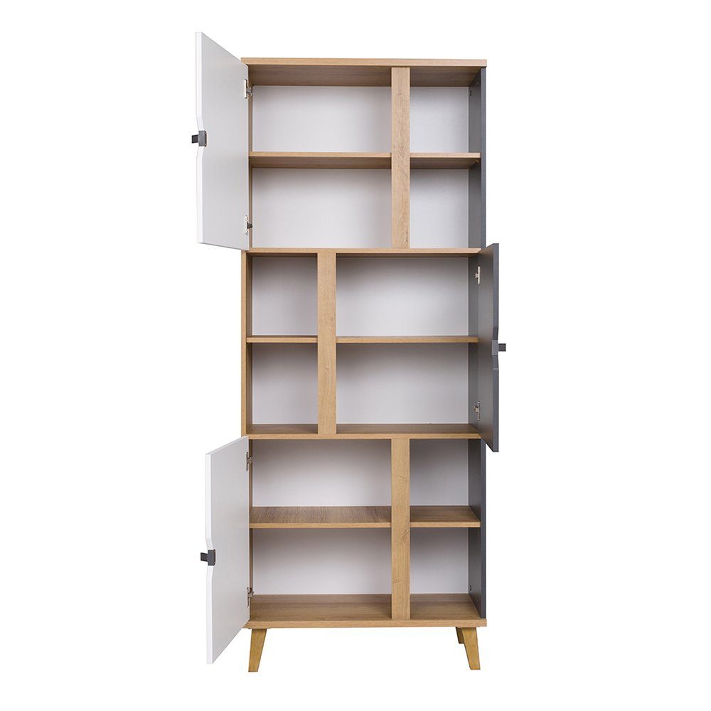 Lomadox Regal MARIBOR-132, 3-türig in Eiche mit graphit und weiß, B/H/T/ ca günstig online kaufen