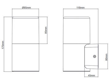 meineWunschleuchte LED Außen-Wandleuchte, LED wechselbar, Warmweiß, Außenbeleuchtung Hauswand, Carport, Terrassenleuchten, Höhe 17,5cm