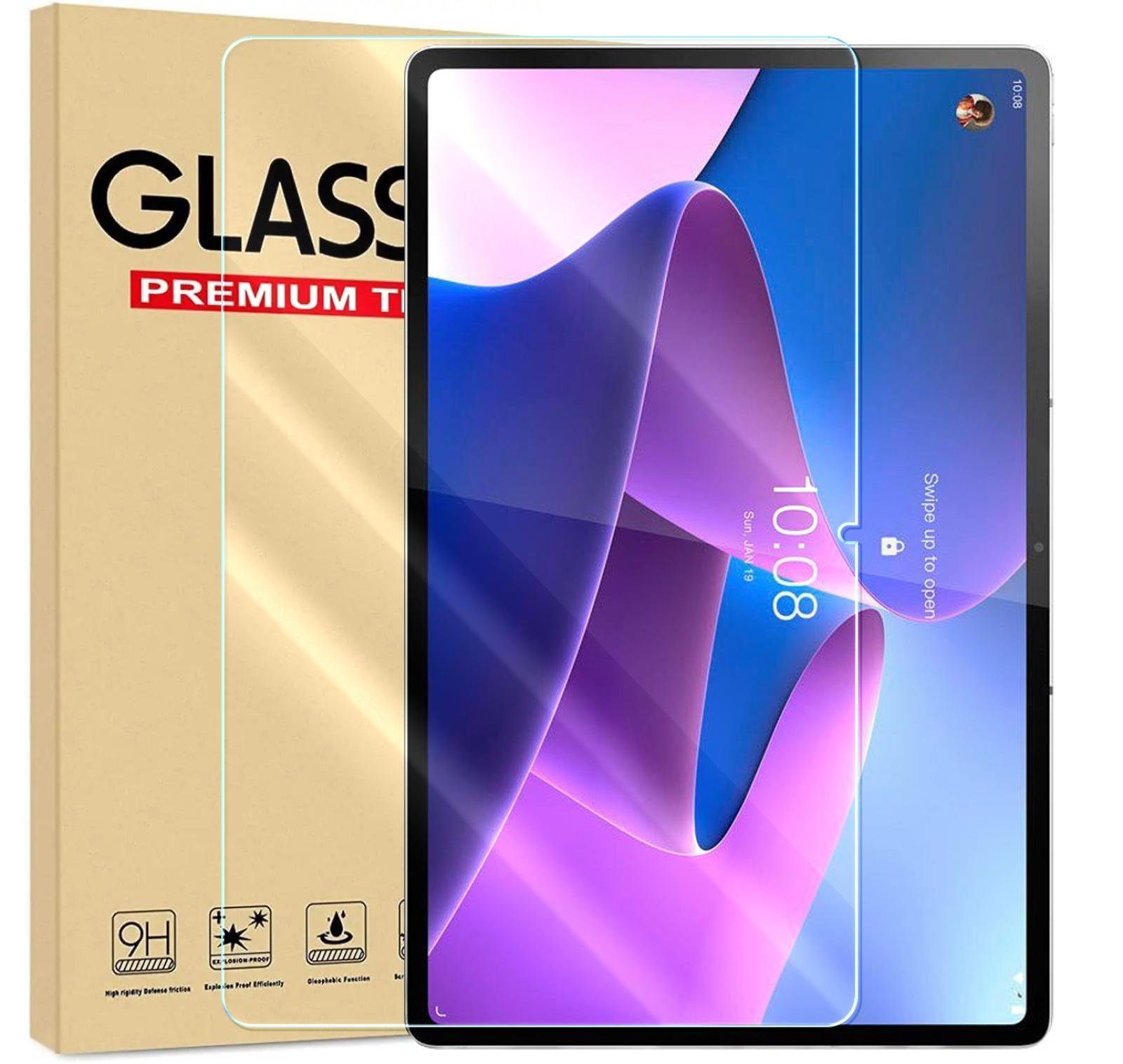 Numerva Schutzfolie Panzer Folie Echt Glas für Lenovo Tab P12 Pro, (Schutzfolie, 1x Schutzfolie 2x Reinigungstücher), Tablet Display Schutzglas Folie Echt Glas Folie 9H