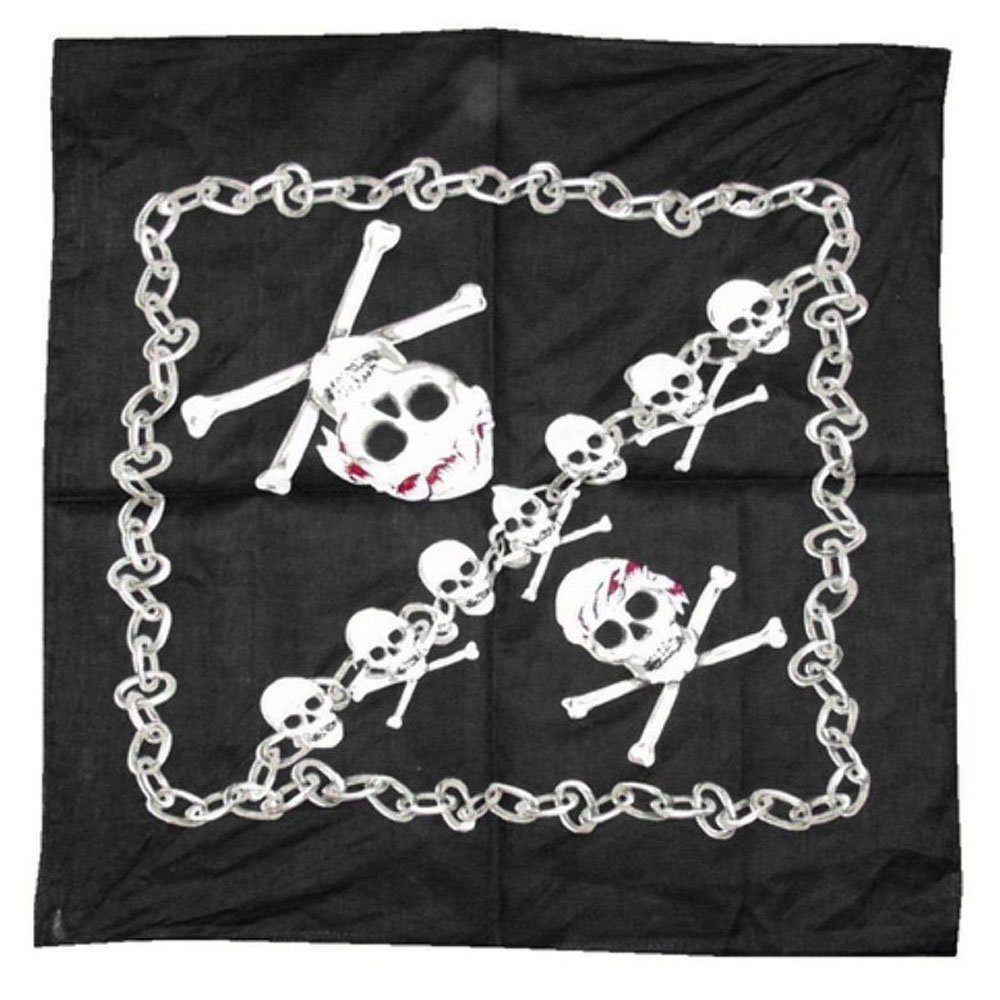 Smiffys Piraten-Kostüm Pirat Kopftuch - für Karneval Faschingskostüm, Quadratisches Kopftuch mit Piratenmotiv