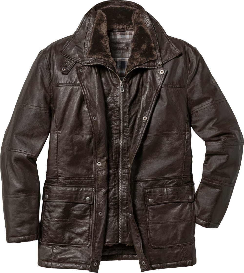 Ross & Cole Lederjacke hoher Tragekomfort, zwei Tragevarianten durch abzippbaren Kragen