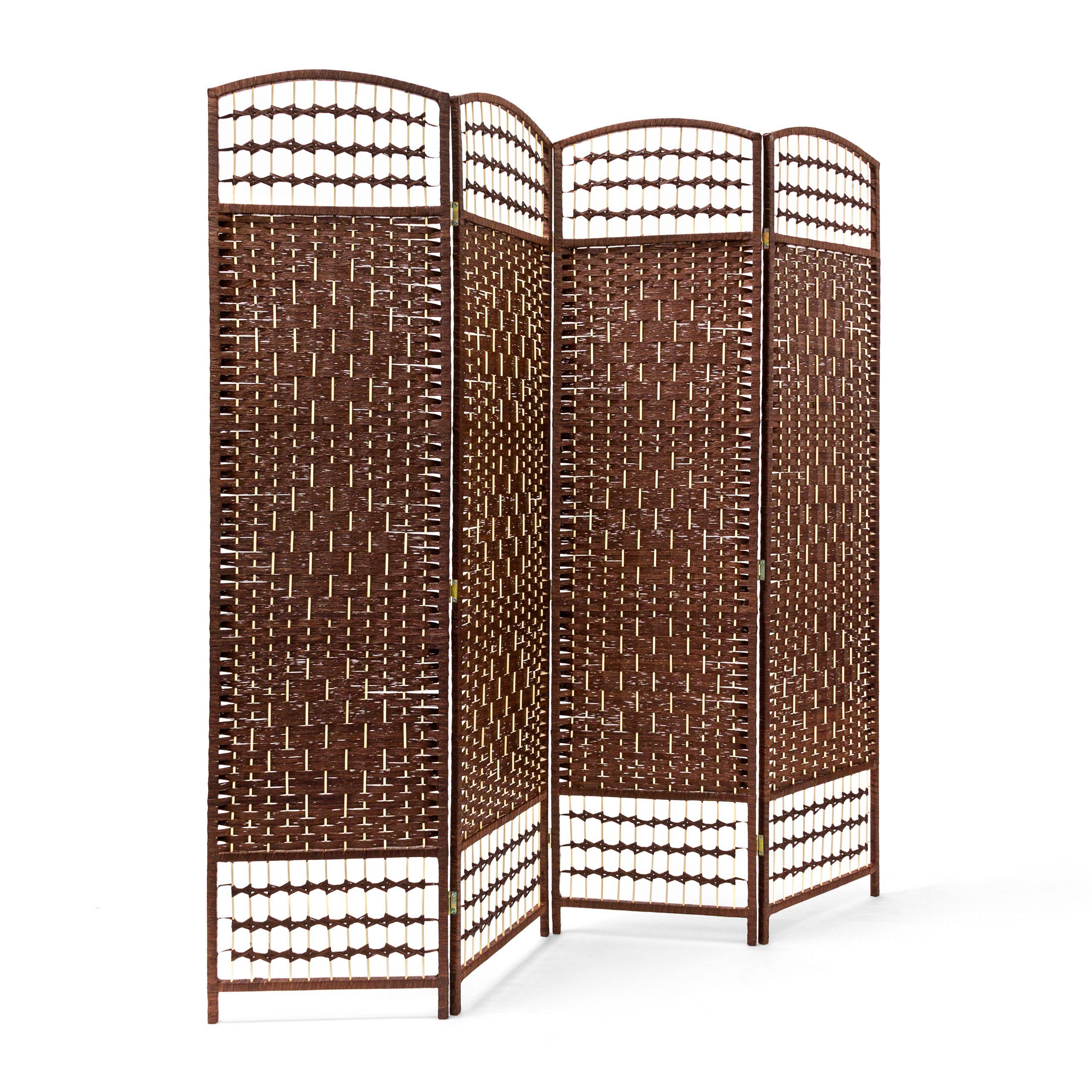 relaxdays Paravent 4 teilig, braun