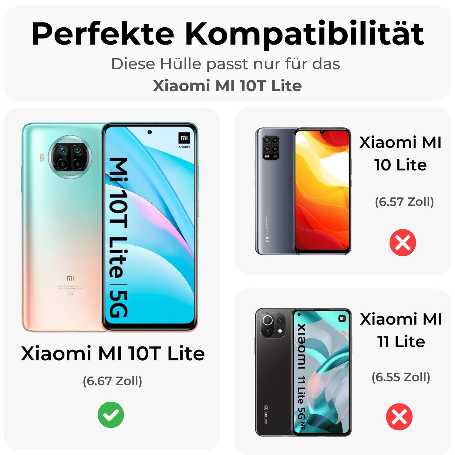betterfon Handyhülle für alle Xiaomi Klapphülle Flip Case Wallet Case in, 3 Kartenfächer, Magnetverschluss & Standfunktion im Lederlook