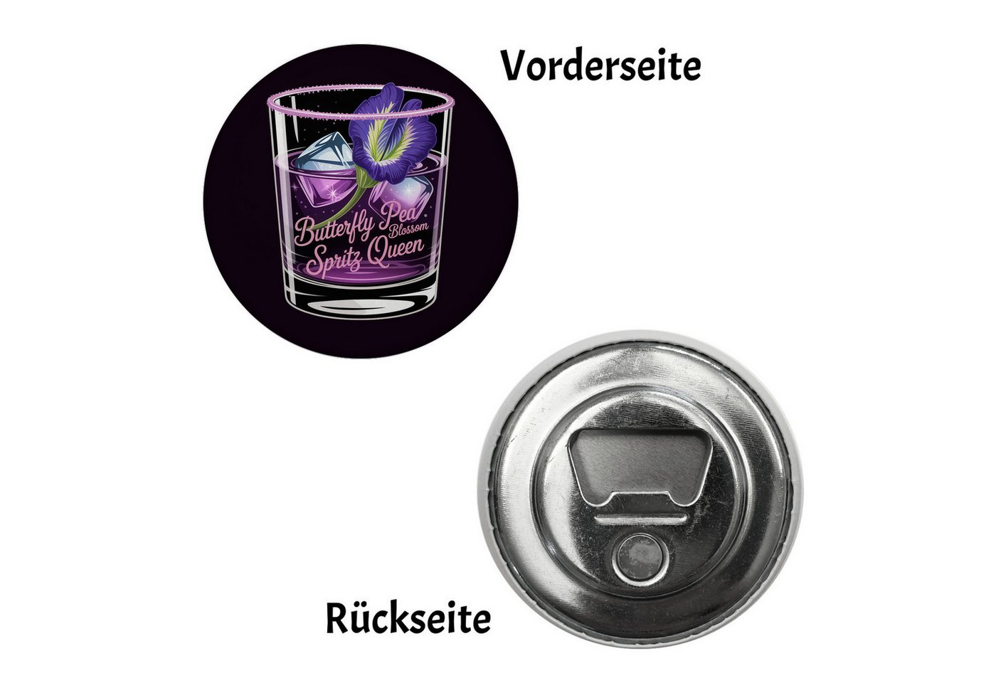 Thumbnail - speecheese Magnet Butterfly Pea Blossom Spritz Queen Magnet mit Flaschenöffner