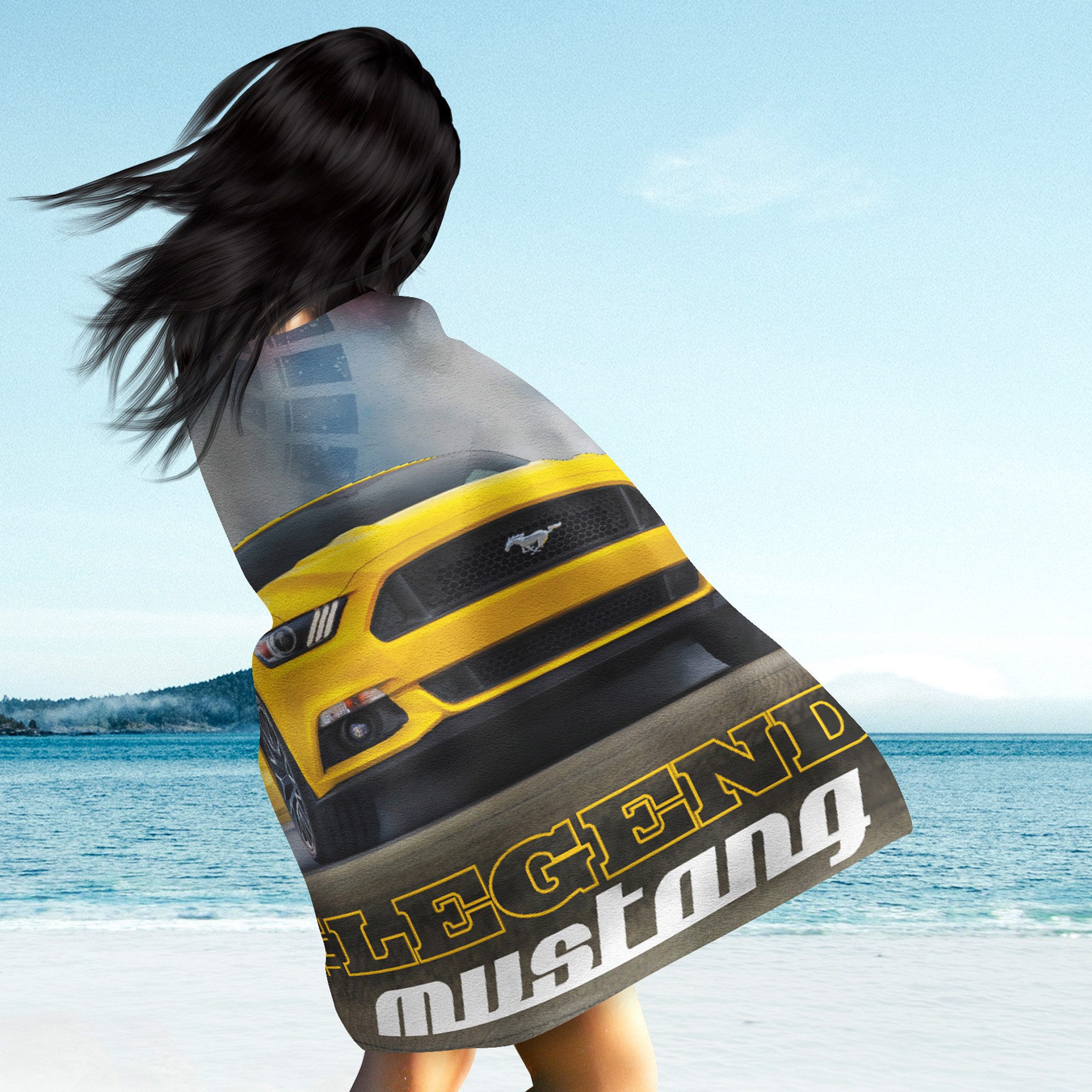 BERONAGE Strandtücher Ford Mustang Legend Badetuch 75x150 cm, 100% Baumwolle (1-St), Frottee in Velours-Qualität