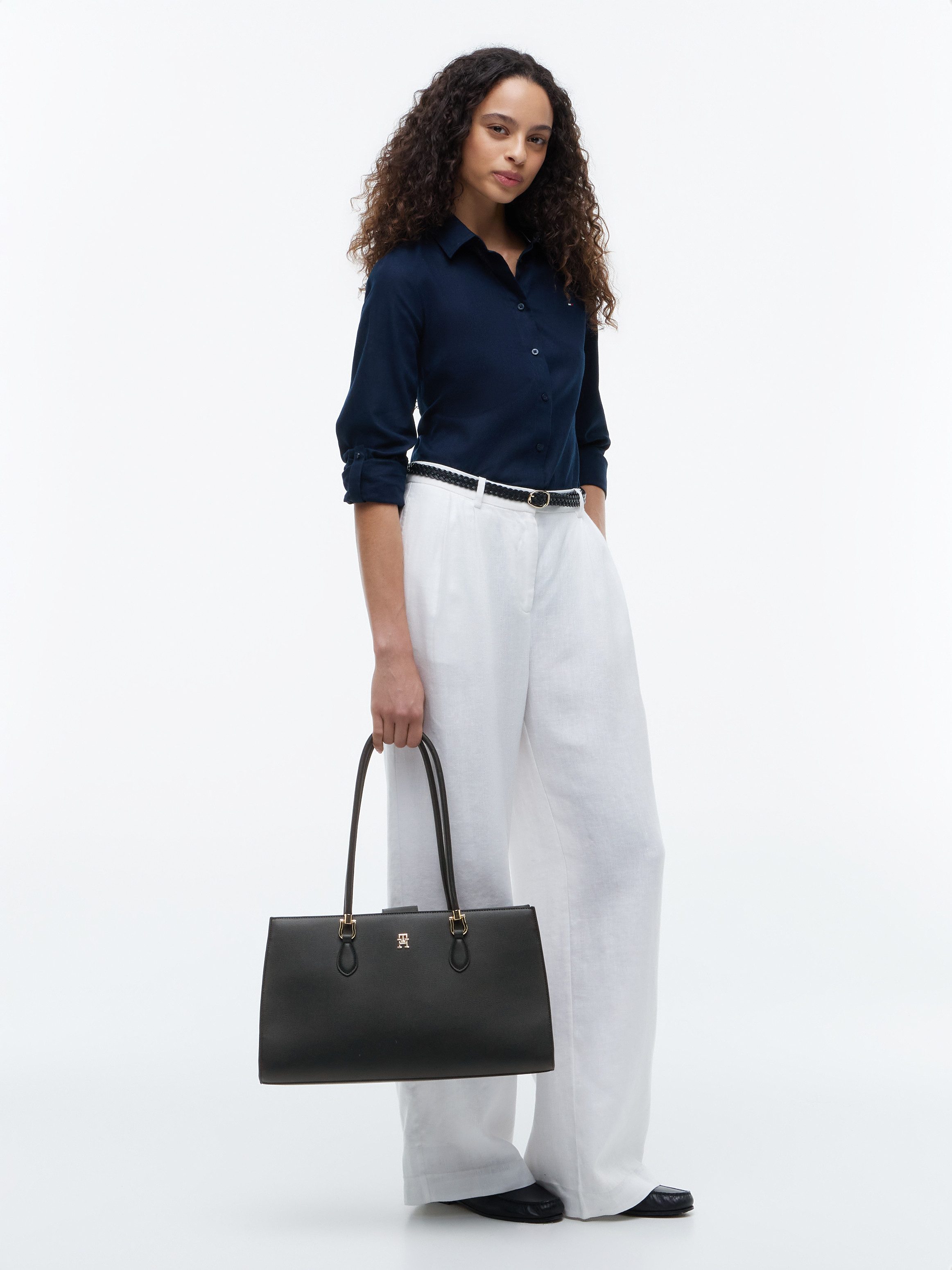 Tommy Hilfiger Henkeltasche TH GRACE SATCHEL, Damen Handtasche, Tragetasche, Abendtasche mit goldfarbenen Details