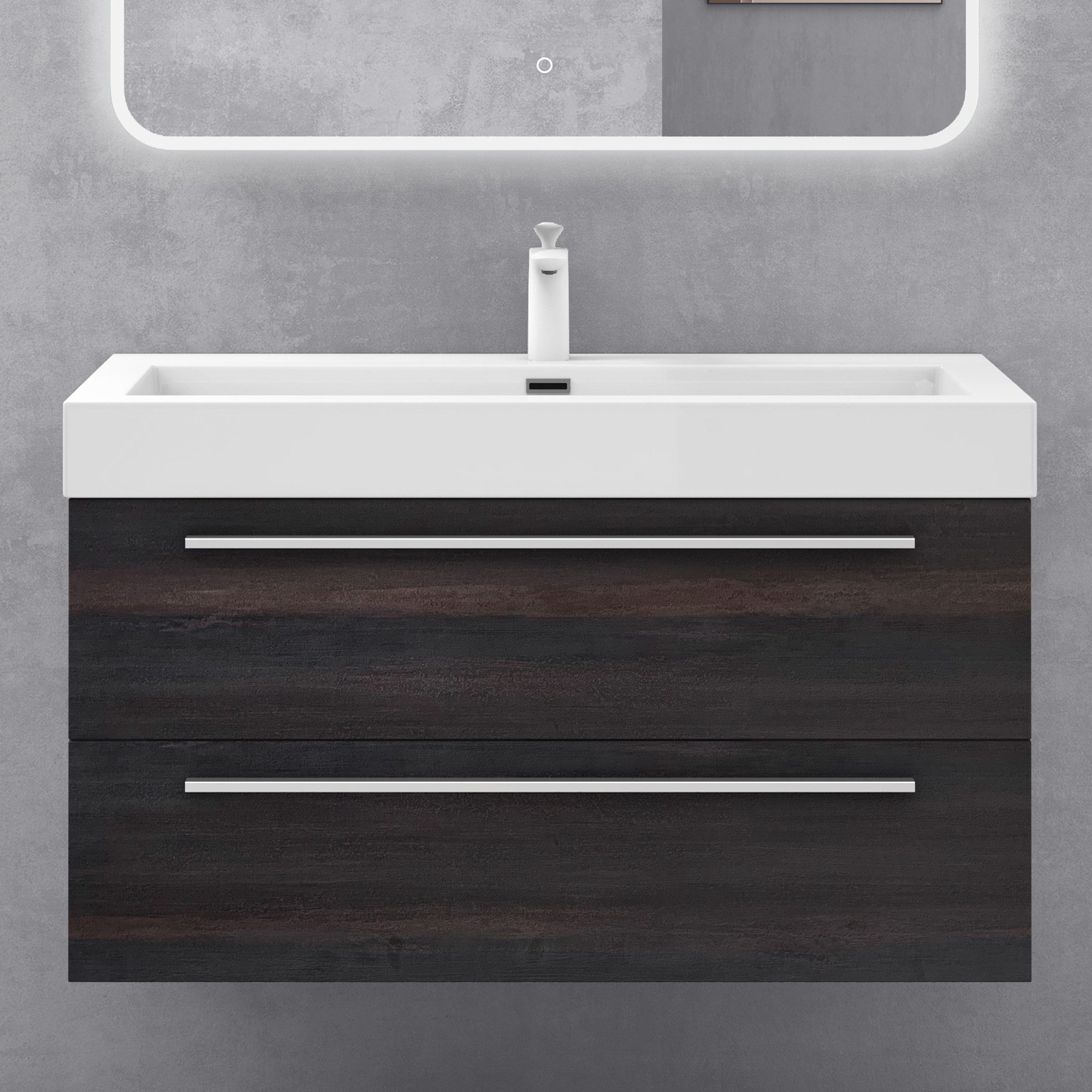 doporro Badezimmer-Set Badmöbel-Set Quadratto Waschbeckenunterschrank Wasch günstig online kaufen