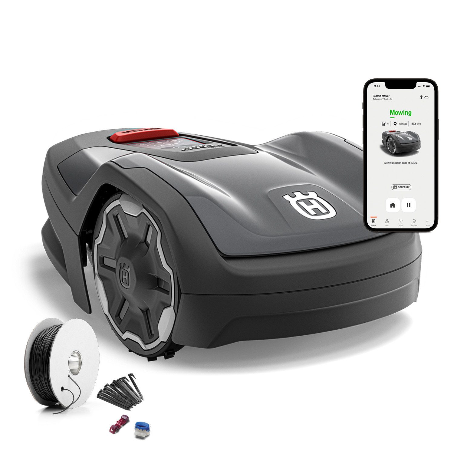 Husqvarna Rasenmähroboter Aspire R4, für 400 m² Fläche, Akku Rasenmäher Roboter, Steuerung per App