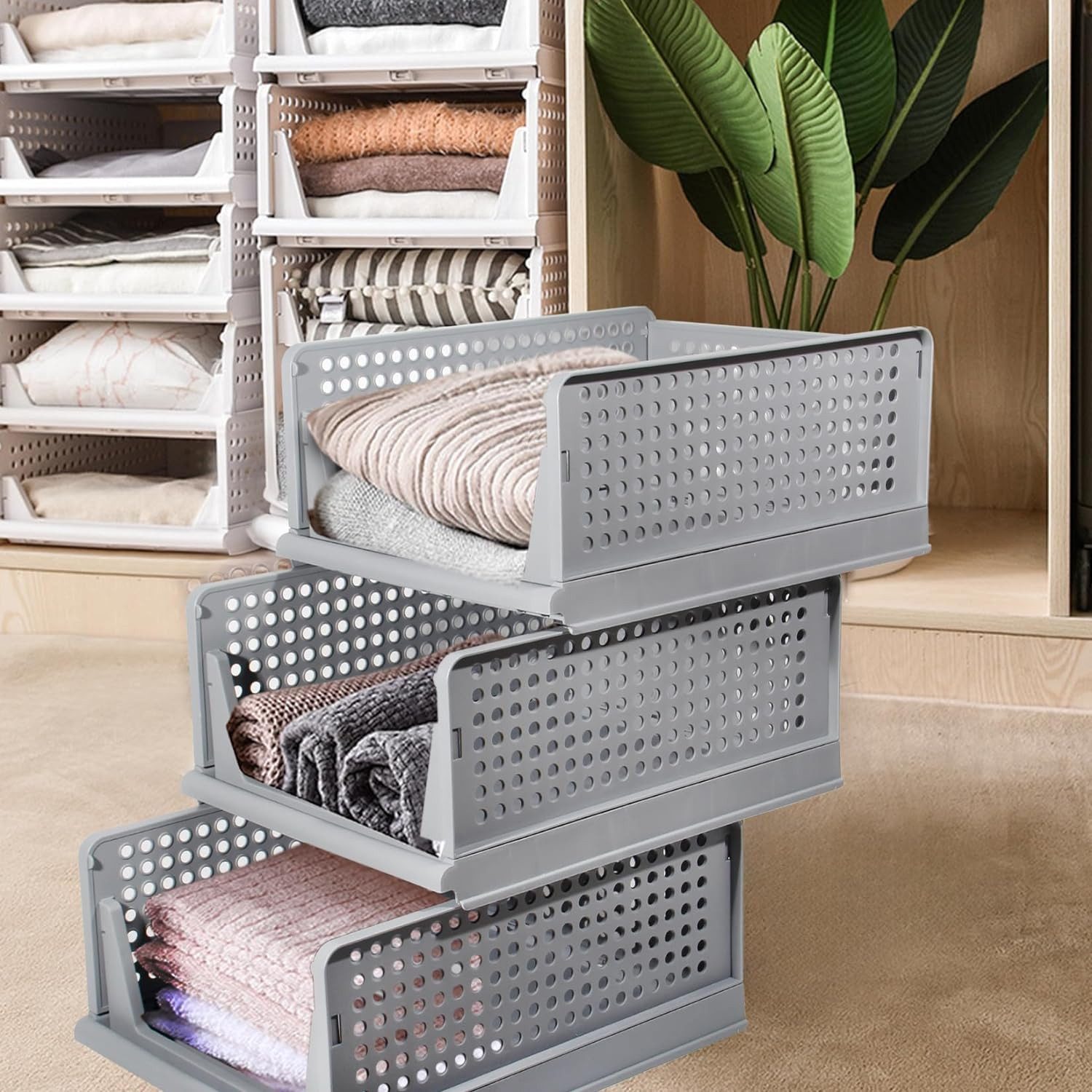 Zedelmaier Organizer Schrank-Organizer Kleiderschrank Schublade faltbare Aufbewahrungsbox (Set, 3 St., Set of 3), Klappbar und Stapelbar Aufbewahrungsbox