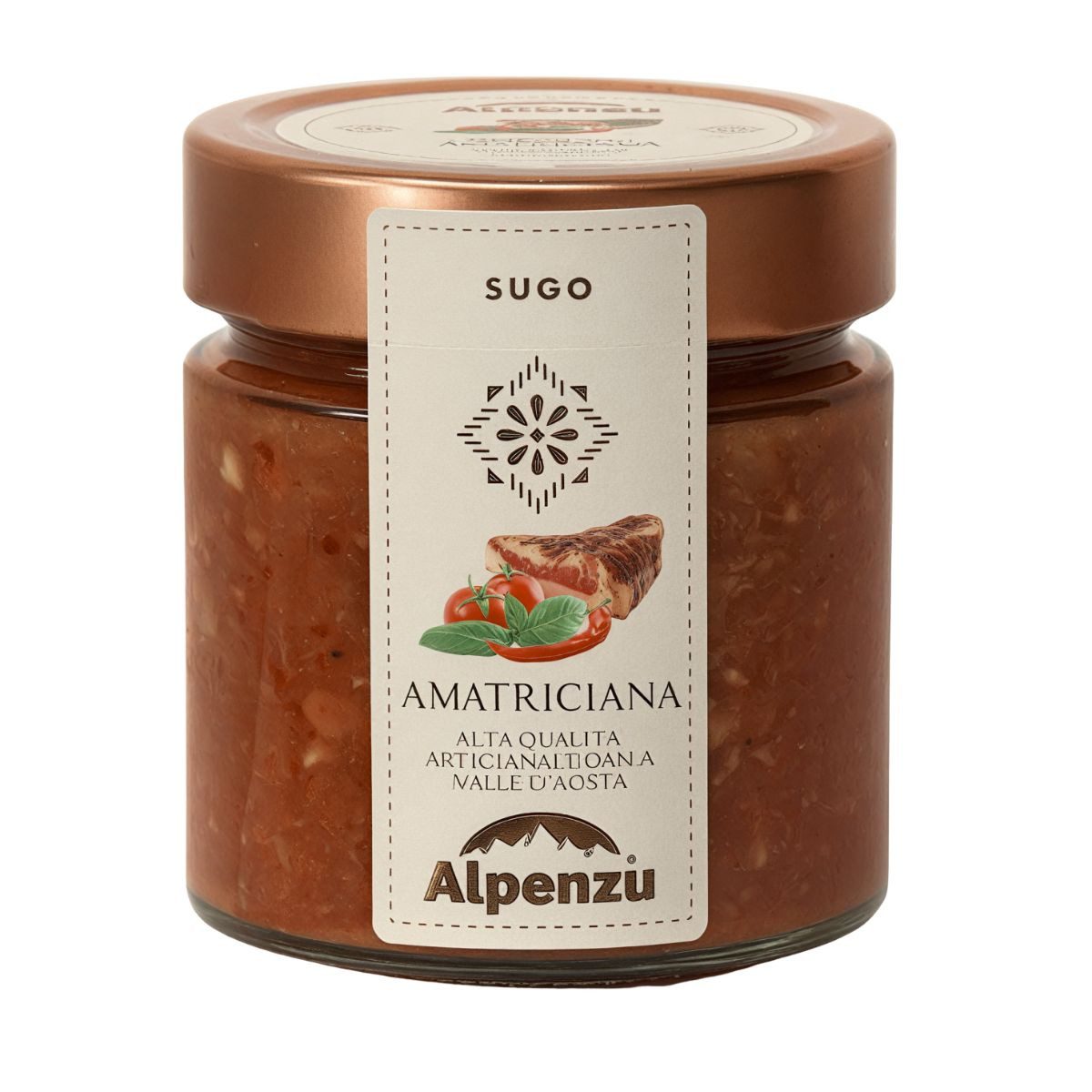 Alpenzu Saucen Alpenzu Sugo all’Amatriciana, Pasta Sauce Amatriciana, 200 g, Ohne Konservierungsstoffe und Farbstoffe, glutenfrei.