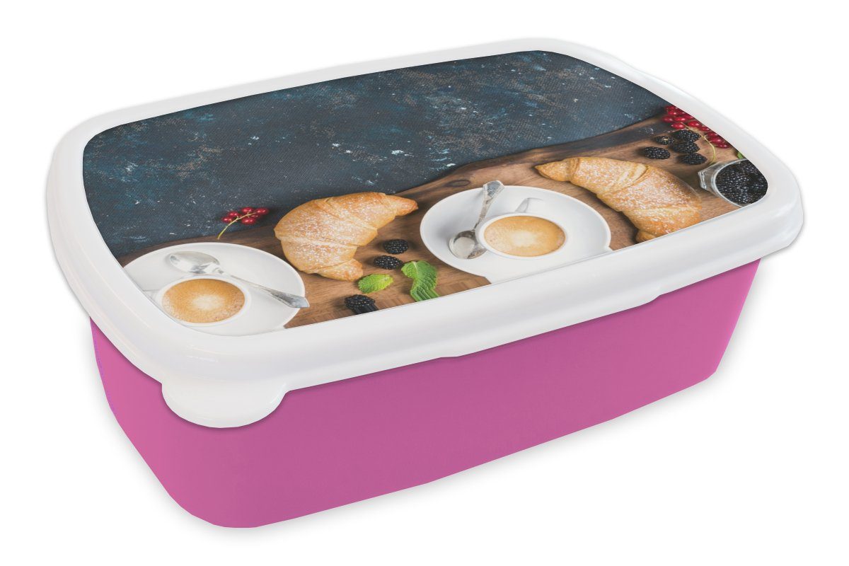 - Snackbox, - für Küche, Kaffee Brotbox Mädchen, (2-tlg), Croissant Brotdose MuchoWow Obst Kunststoff rosa Erwachsene, - Lunchbox Kunststoff, Kinder,