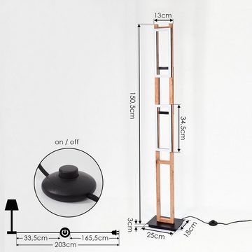 hofstein Stehlampe »Spartimento« moderne Stehlampe aus Metall/Holz in Schwarz/Natur/Weiß, 3000 Kelvin, 3200 Lumen, LED, Leuchte mit An-/Ausschalter