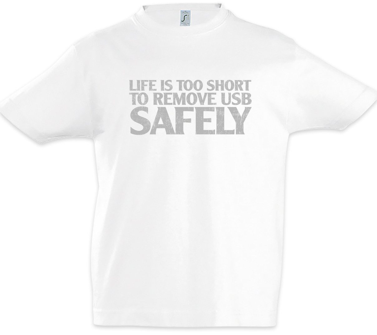 Print-Shirt Remove USB Safely Kinder T-Shirt Fun Geek Nerd Internet Informatiker