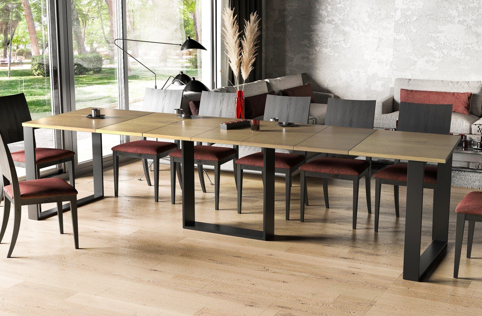 Endo-Moebel Kulissen-Esstisch "Borys 290" 130cm-290cm Kufengestell günstig online kaufen