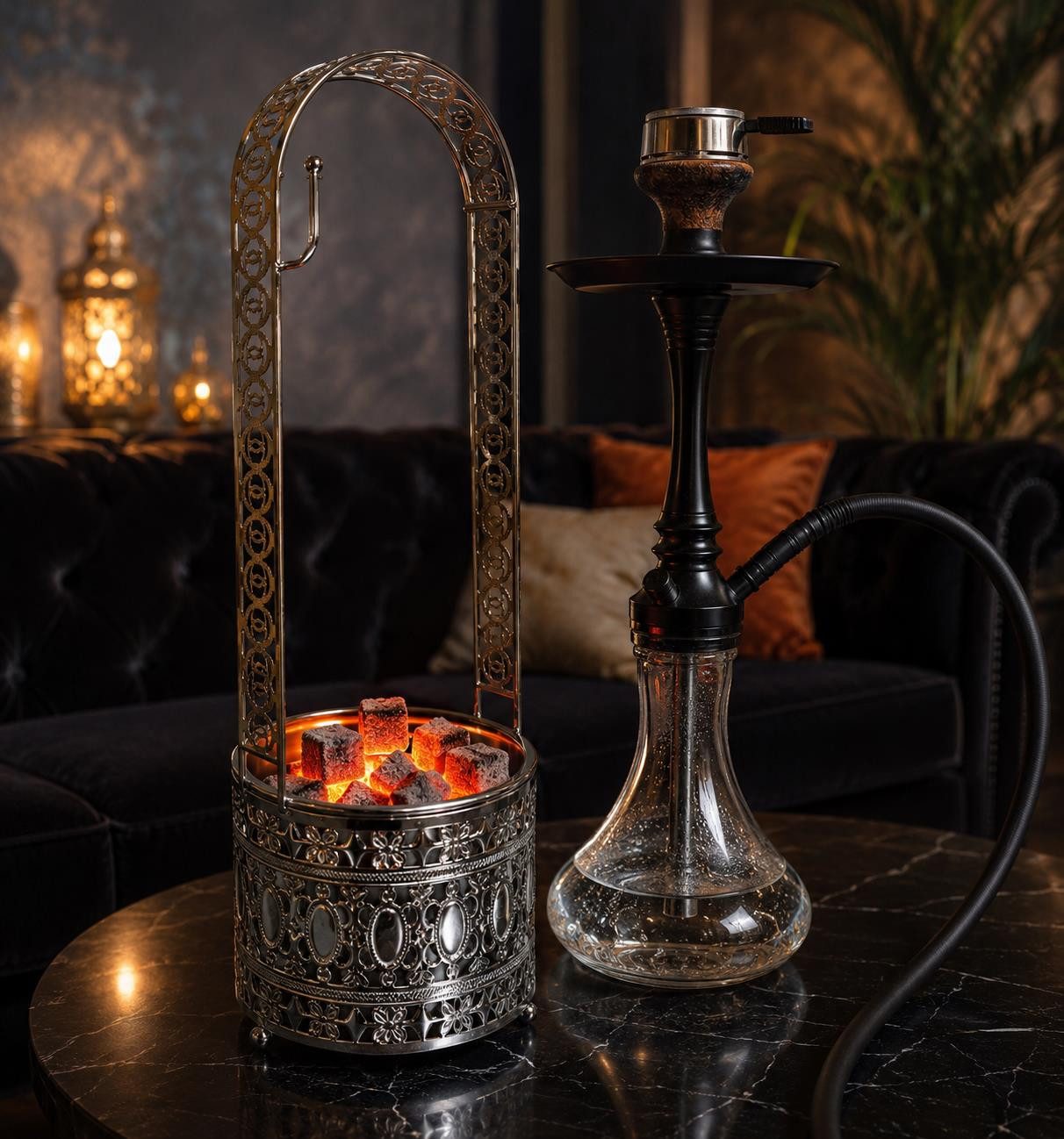 BAYLI Kohlekorb Bayli Shisha Kohlebehälter, Gesamthöhe - 49 cm - Kohlekorb für die