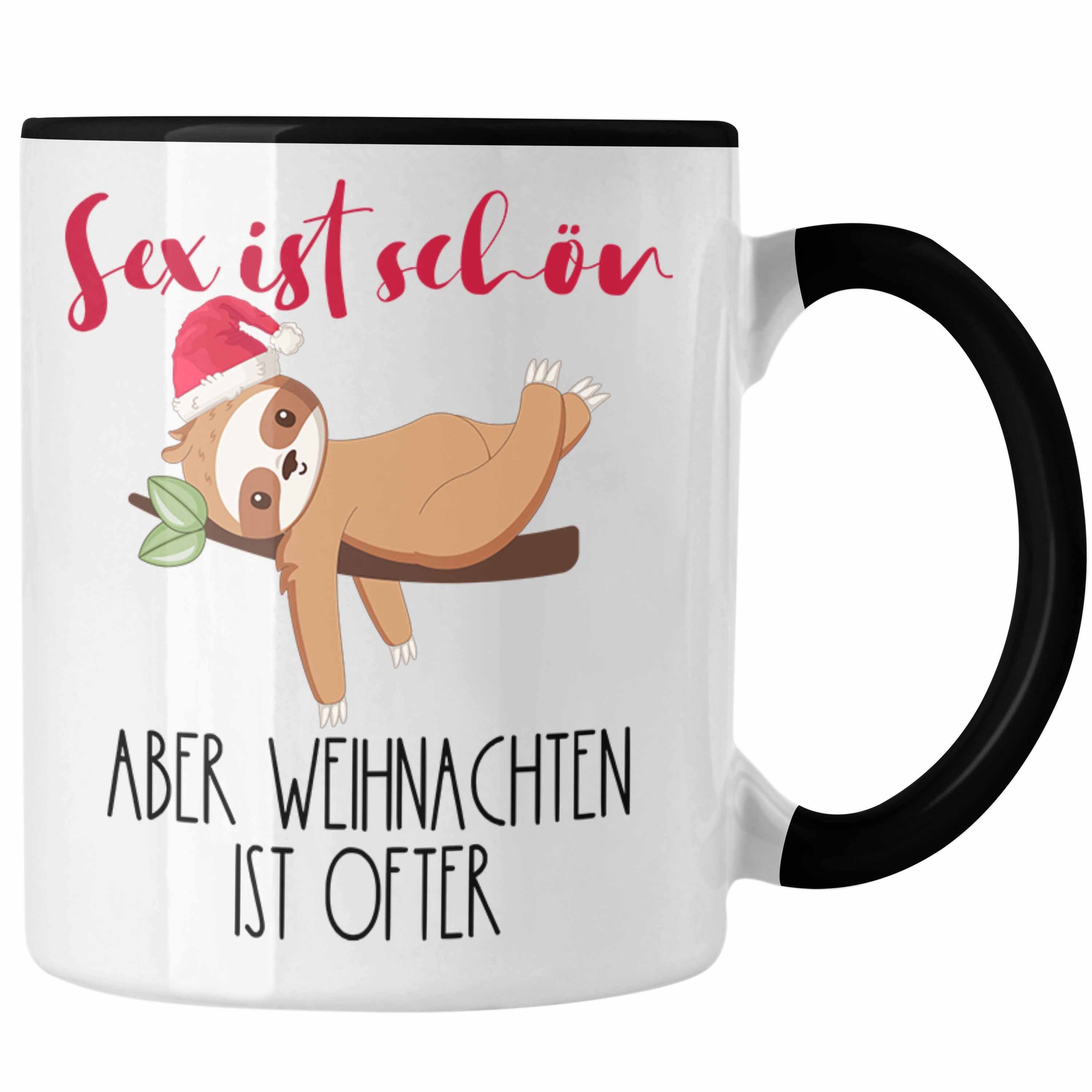 Trendation Tasse S** Ist Schön Aber Weihnachten Ist Öfter Tasse Geschenk Freunde mit Hu Schwarz | Teetassen
