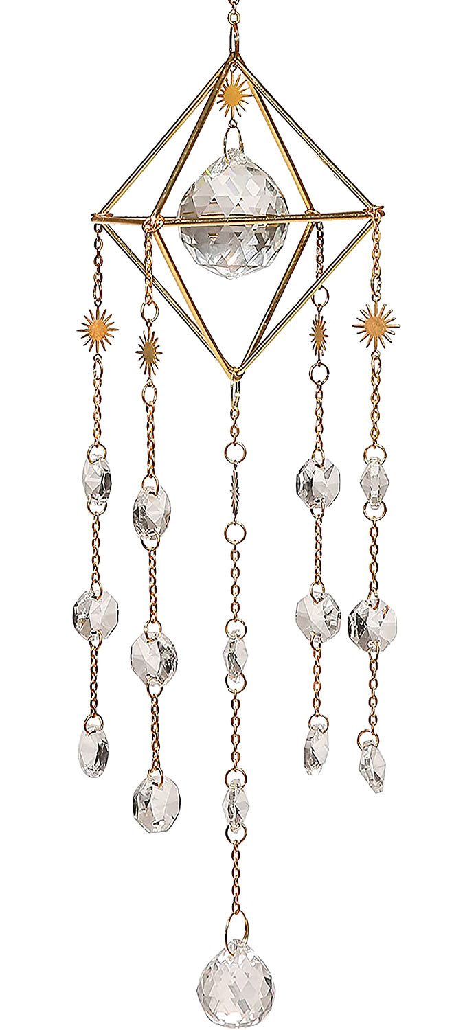 Saraswati Hängedekoration Suncatcher "Merkabah" Messing mit 14 Achtecken und 1x30mm Kristallkuge