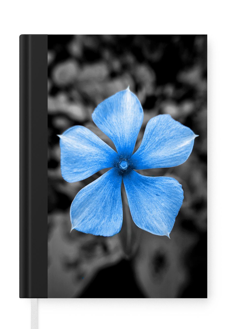 MuchoWow Notizbuch - Schwarz A5, Weiß, - Merkzettel, Tagebuch, Blau Notizheft, Journal, - Seiten, Haushaltsbuch 98 Blumen