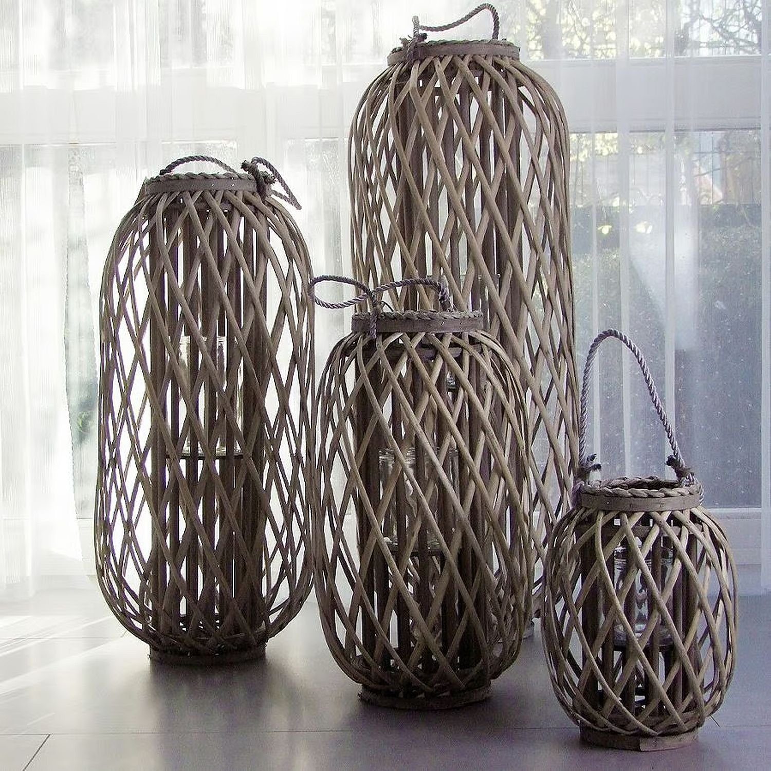 sesua Kerzenlaterne Bambus Laterne Windlicht mit Glaseinsatz natur Kerzenha günstig online kaufen