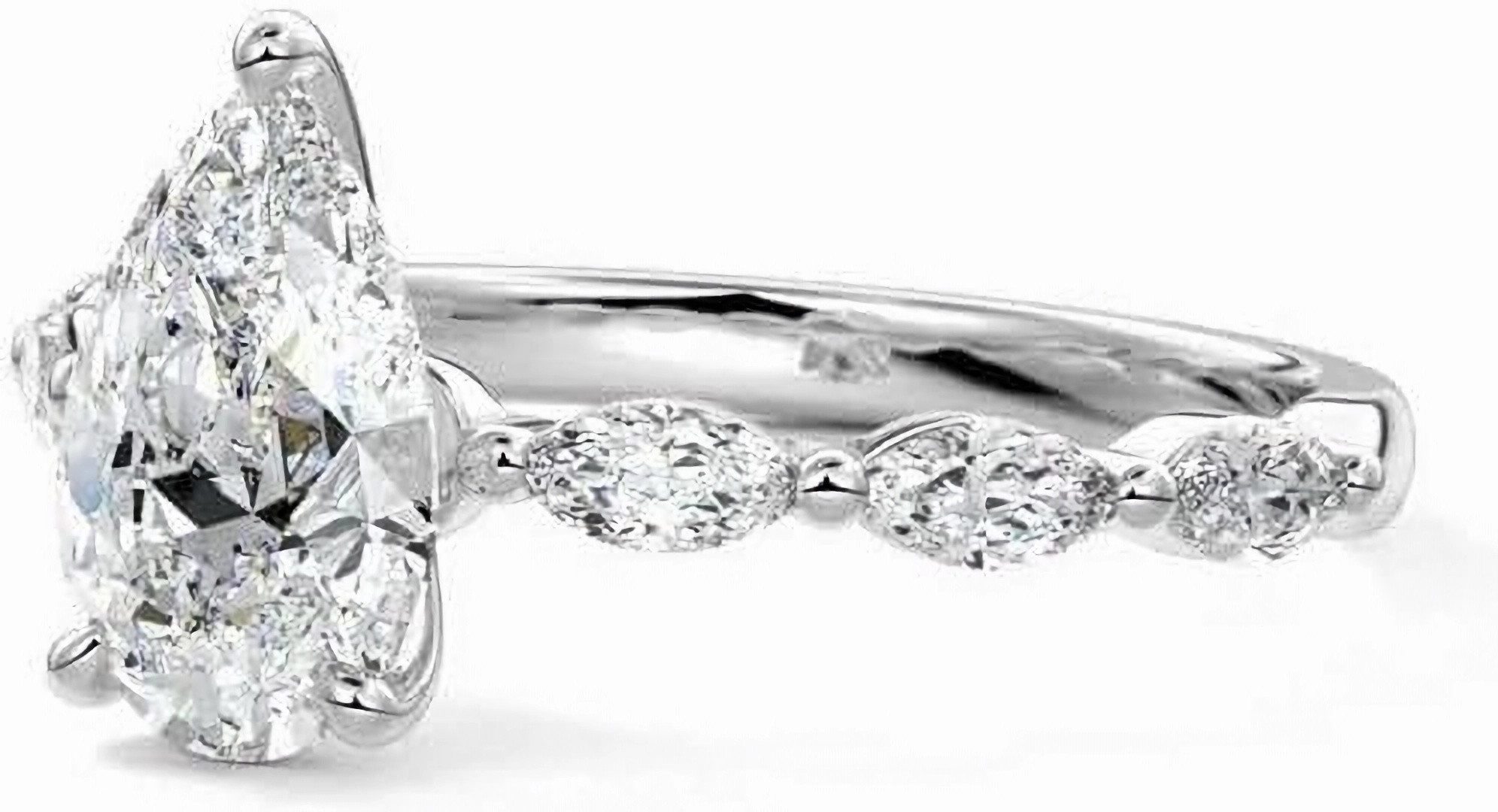 Jumpeak Verlobungsring 585 Gold, 2ct birnenförmiger Diamant aus Laborzucht, Damen-Ehering, IGI-Zertifikat Geschenke zu Hochzeit, Geburtstag, Jubiläum