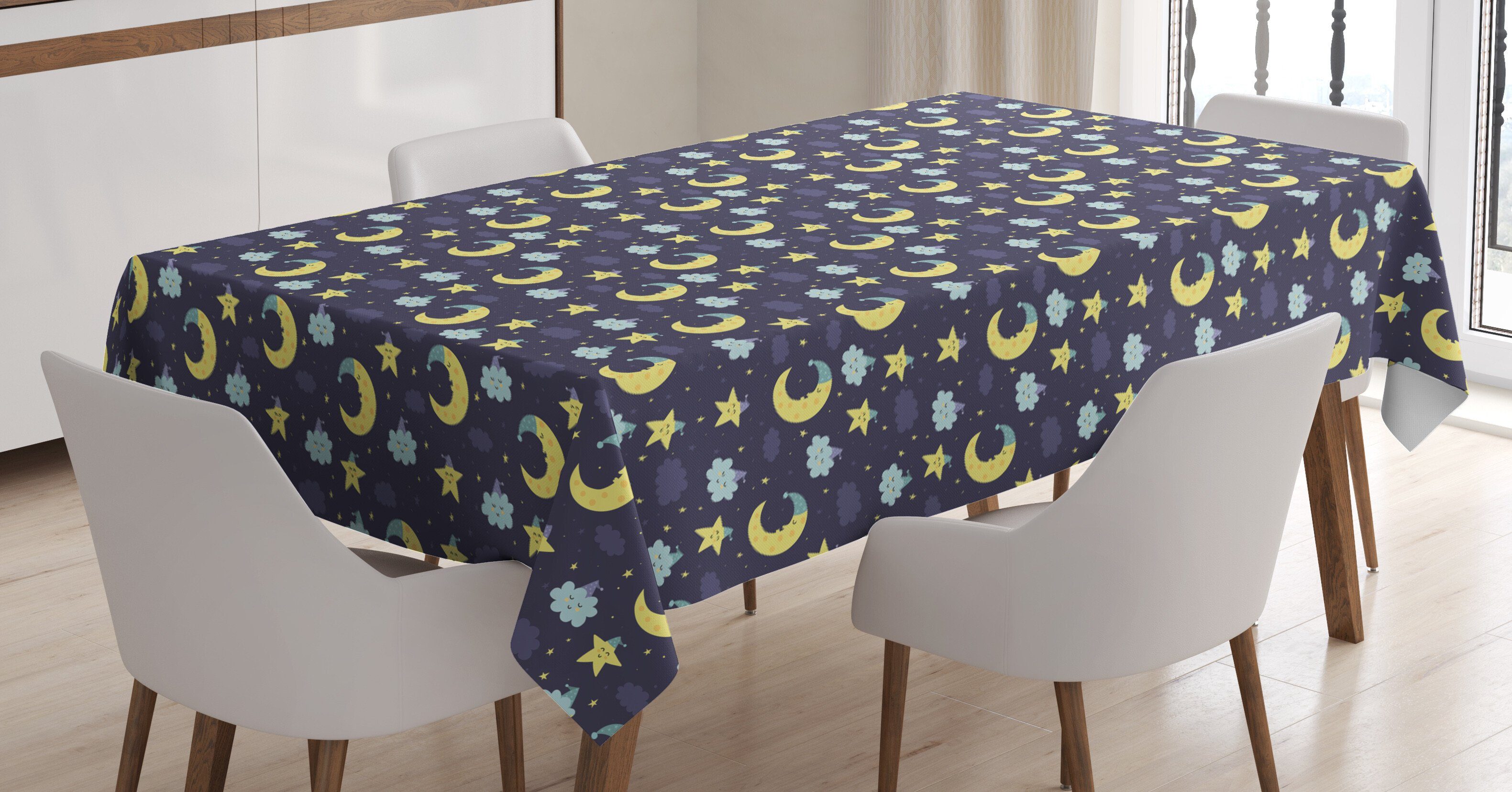 Abakuhaus Tischdecke Farbfest Waschbar Für den Außen Bereich geeignet Klare Farben, Süße Träume Sleeping-Mond-Stern
