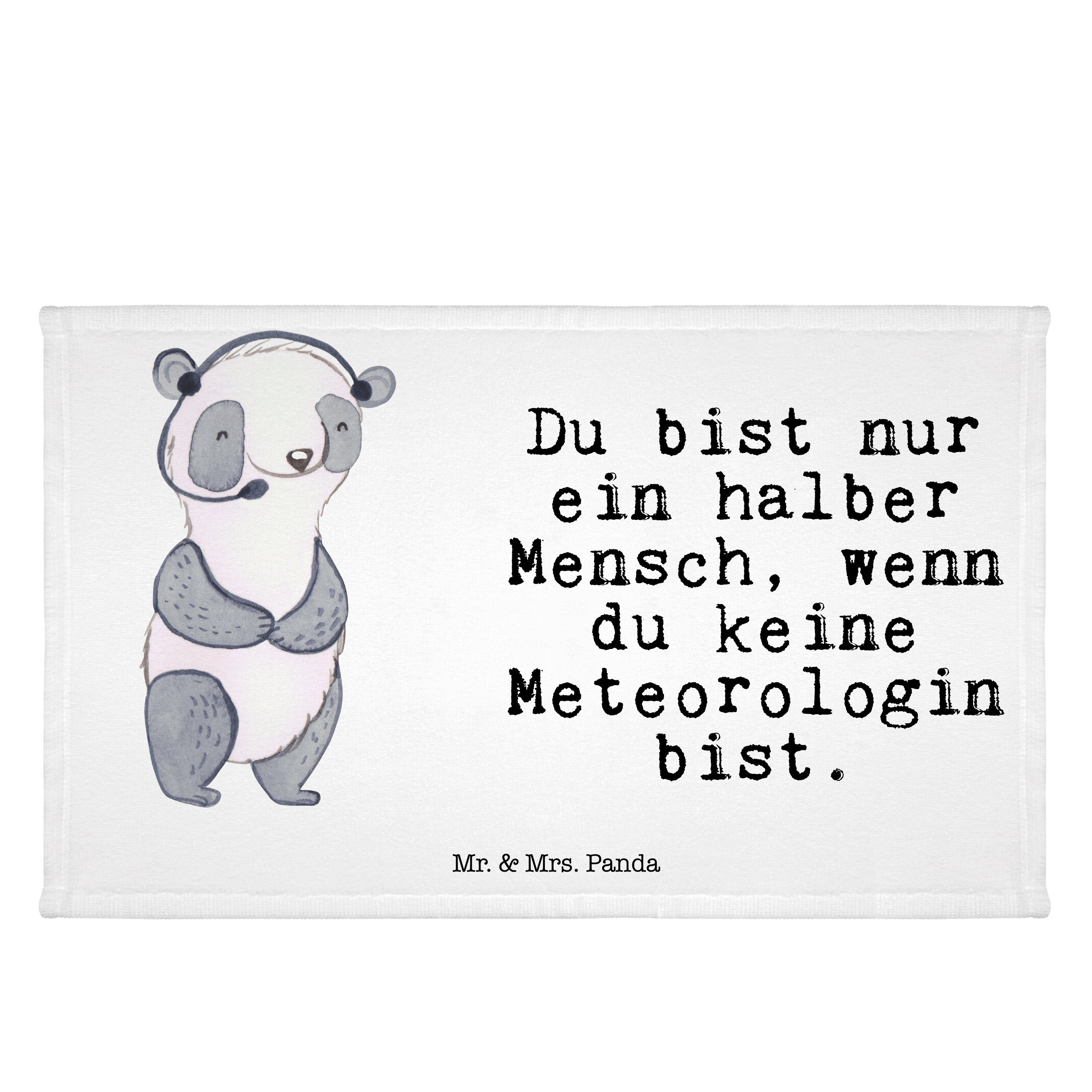 - Gästetuch, & Geschenk, Weiß - Panda (1-St) Herz Mr. mit Danke, Frottier, Handtuch Mrs. Meteorologin