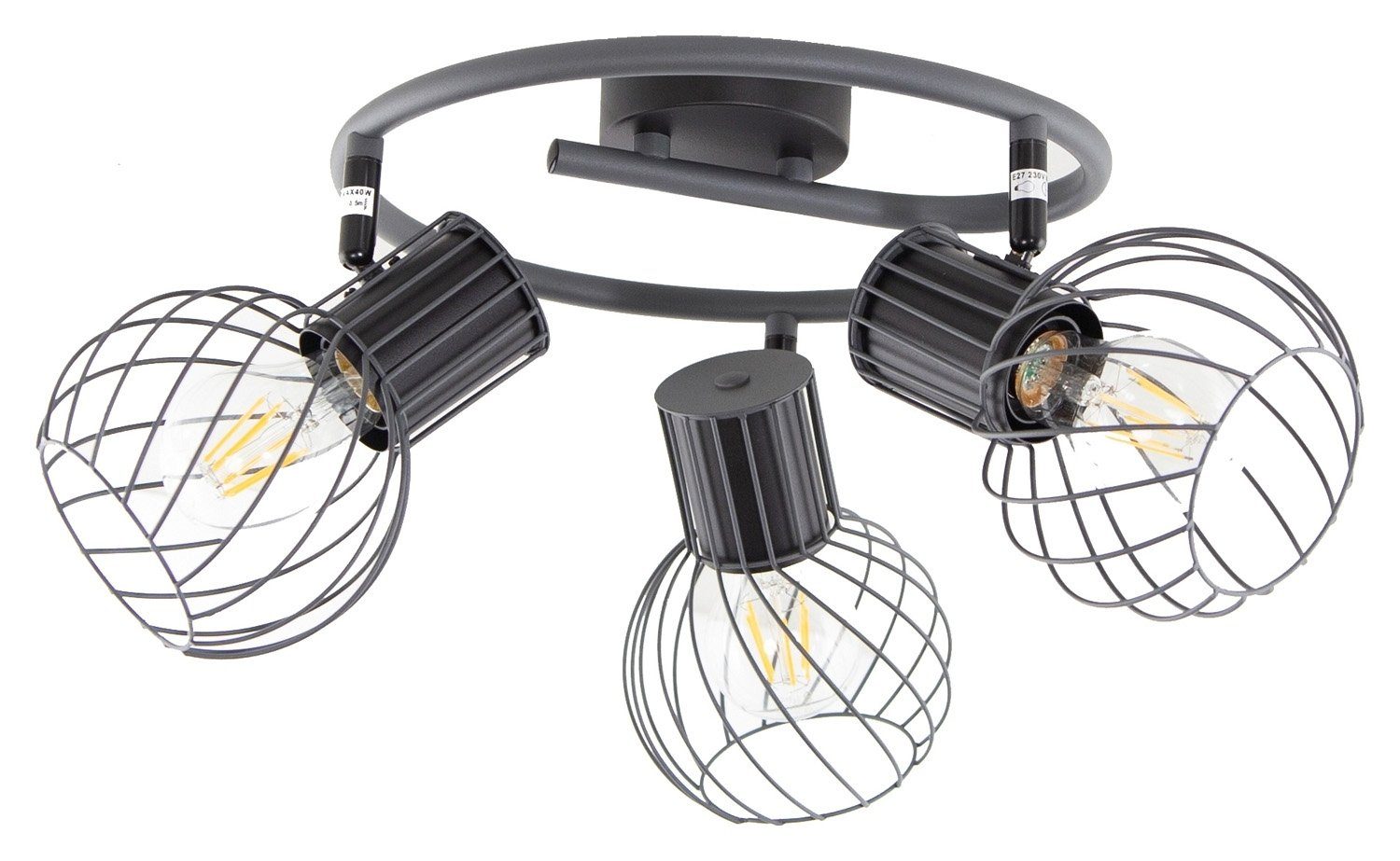 GLOBO LIGHTING Deckenstrahler BEVERONE, Graphitfarben, Ø 28 cm, 3-flammig, ohne Leuchtmittel, Deckenlampe