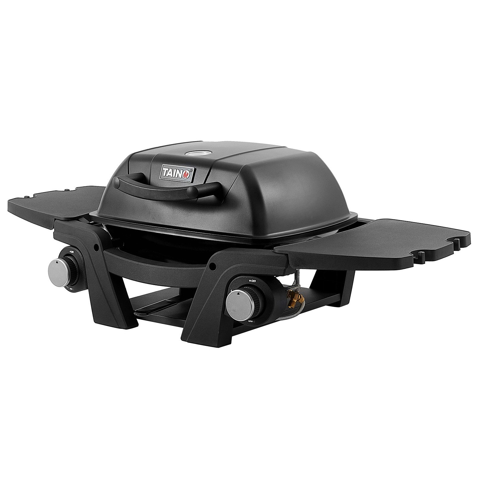 TAINO Gasgrill, MAHTO, Tischgrill, Piezozündung, 2 Brenner, Schwarz