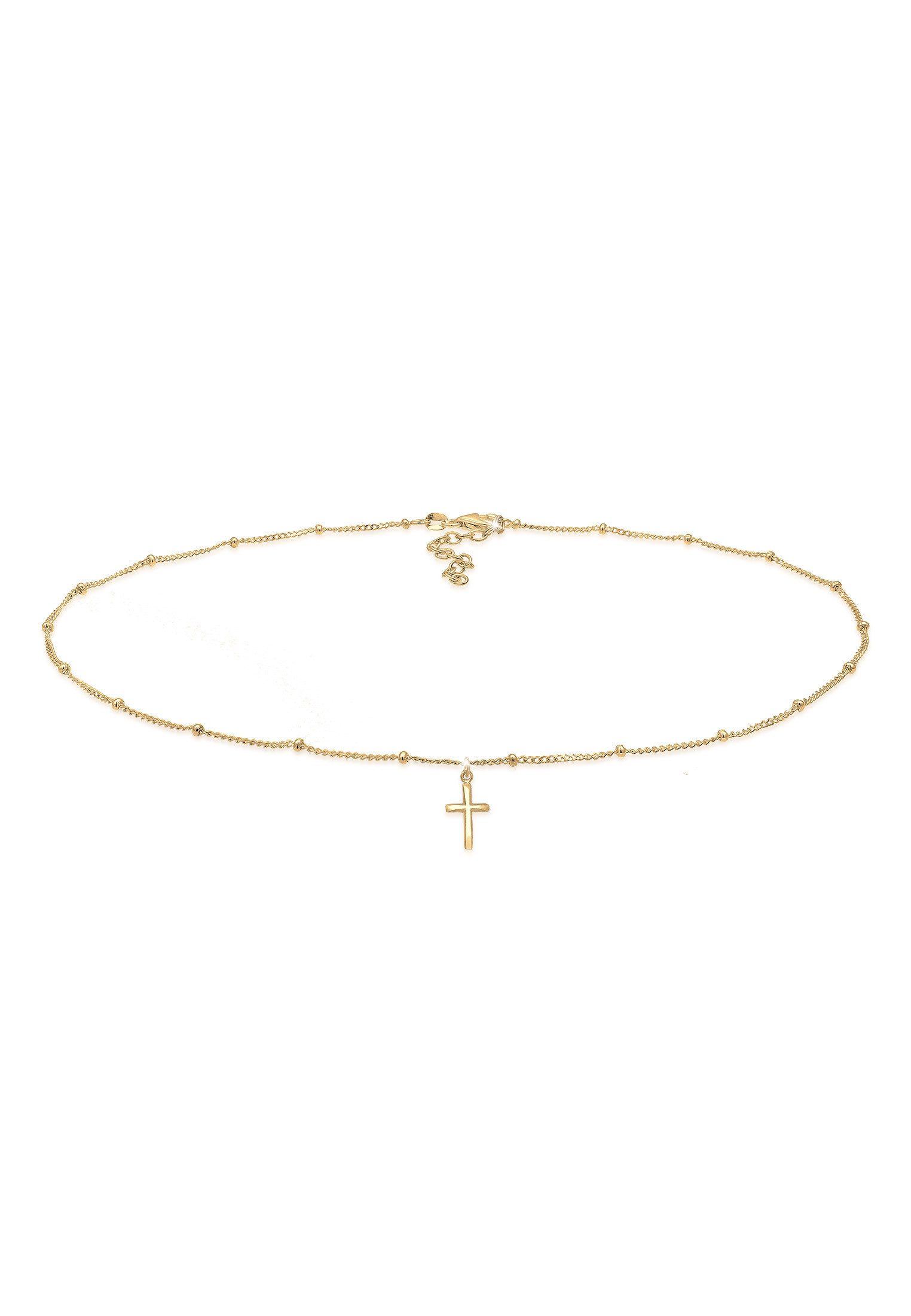 Elli Collier Choker Kugelkette Kreuz Glaube Schmuck Geschenk 925 Silber