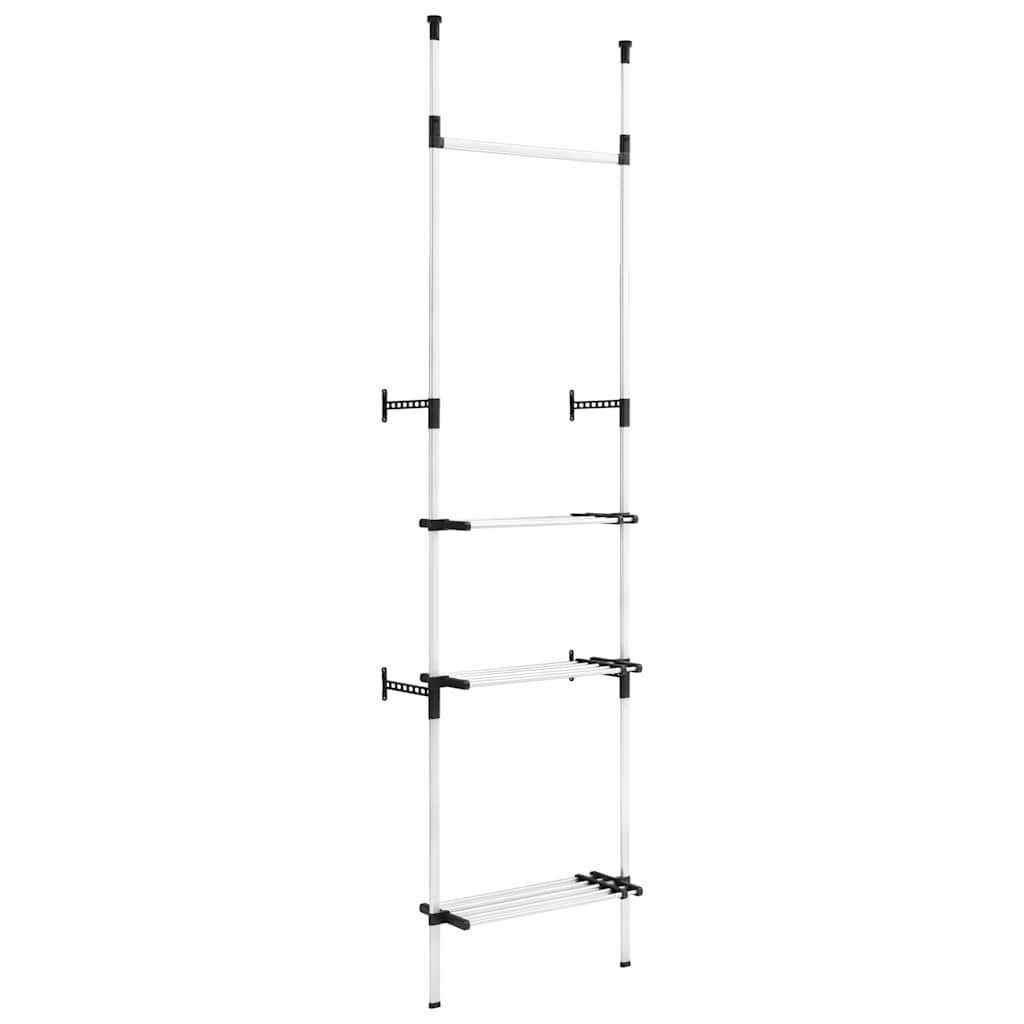 furnicato Teleskopregal Teleskopischer Kleiderständer 70-115x40x250-300 cm Silber und Schwarz