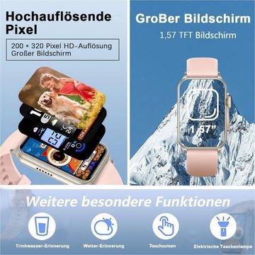 HYIEAR Smartwatch Damen und Herren, In-Ear-Kopfhörer mit Bluetooth, IPX5 Smartwatch (4.5 cm/1.77 Zoll) Packung, mit austauschbaren Armbändern, Ladekabeln Drei Paar Ohrstöpsel, Sportarmband, Fitnessuhr
