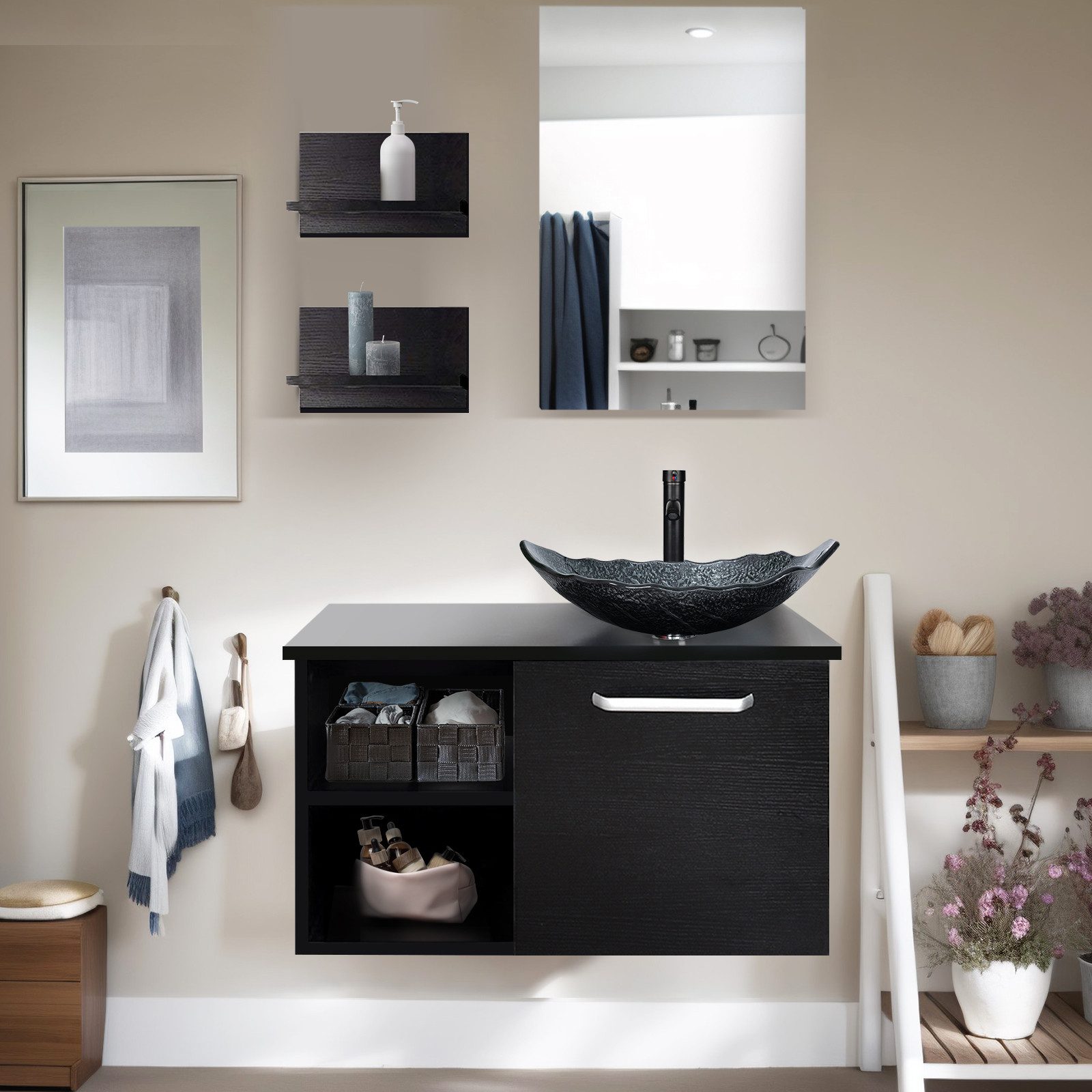 Puluomis Badmöbel-Set mit Spiegel, Badezimmerschrank mit günstig online kaufen
